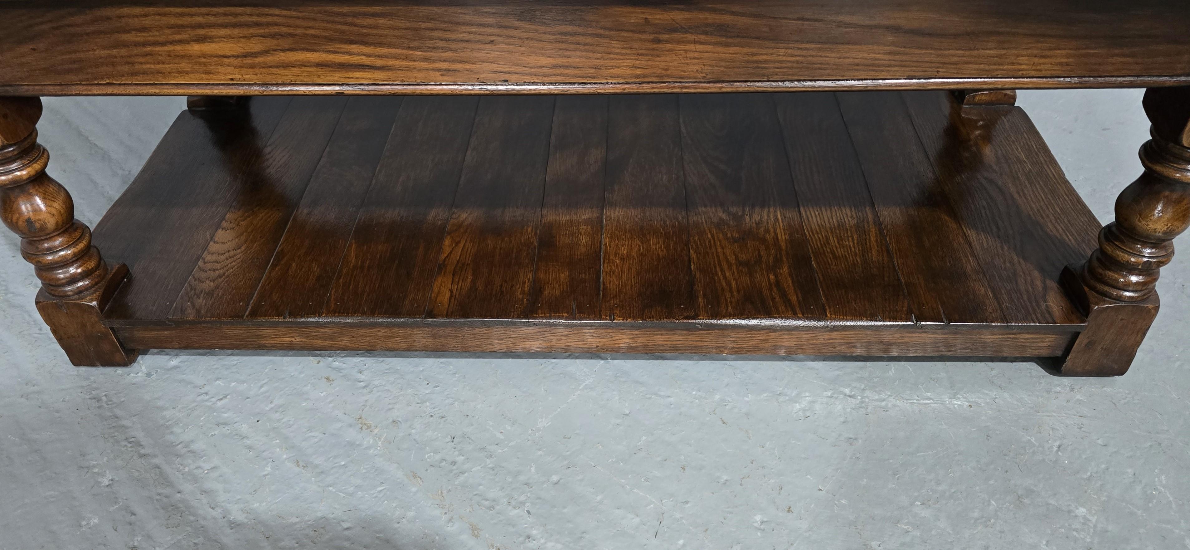 English Solid Oak Plank Coffee Table For Sale