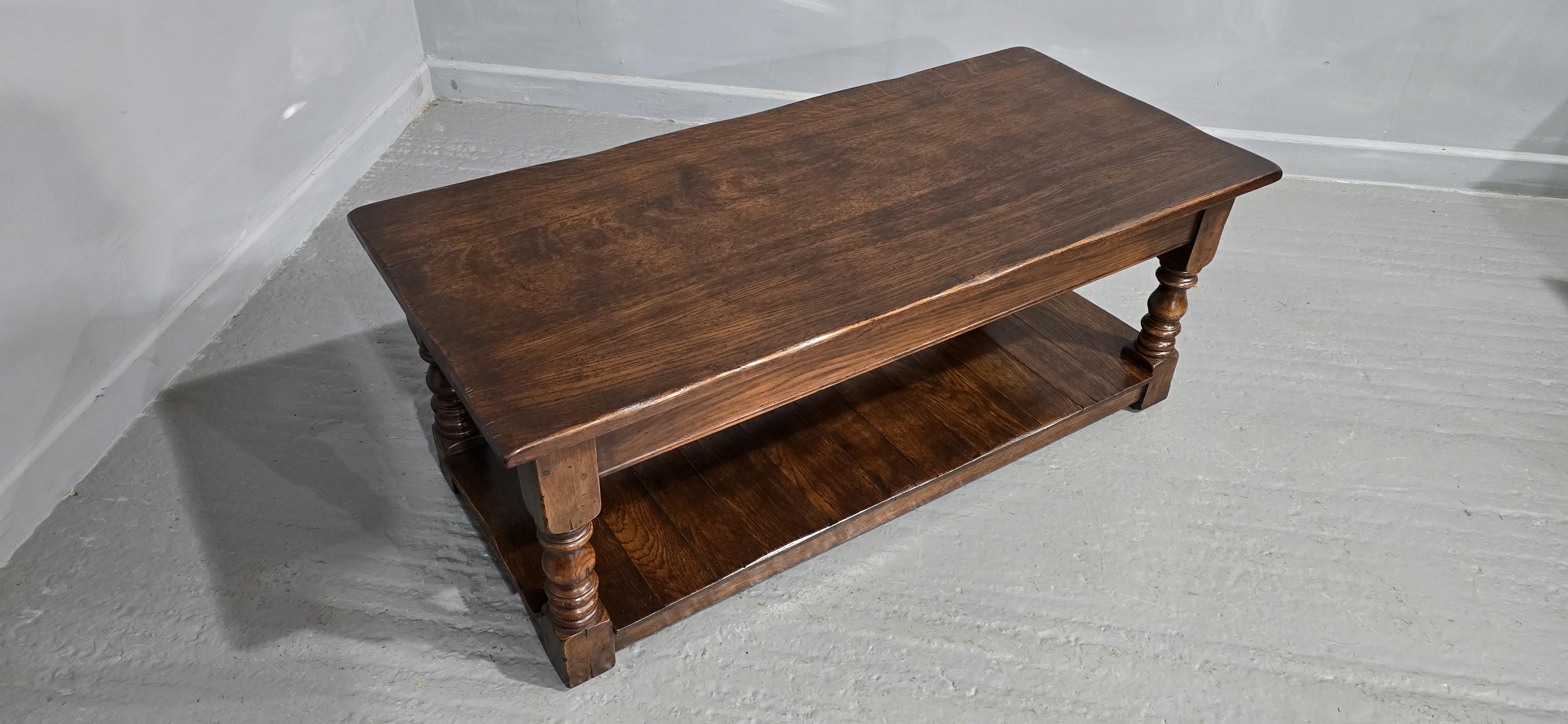 20th Century Solid Oak Plank Coffee Table For Sale