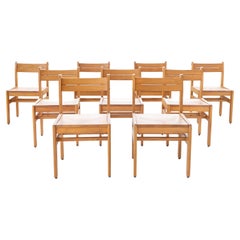 Vintage Solid Oak Post Modern Library Dining Chairs, Set of 9 Available
