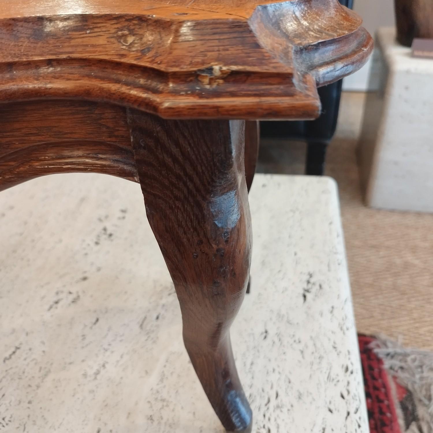 French Solid oak Rococo foot stall For Sale