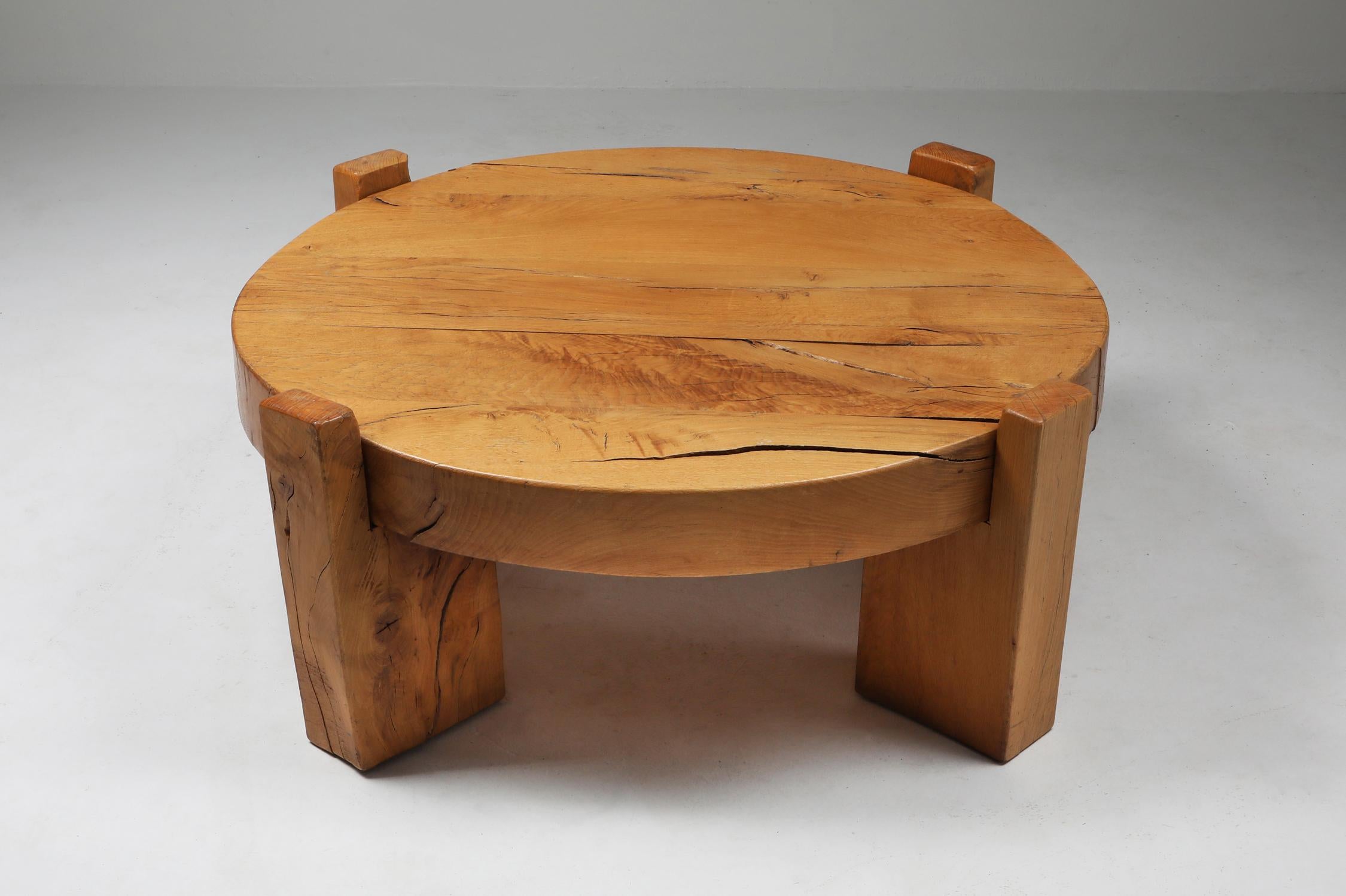 Rustic Solid Oak Round Coffee Table
