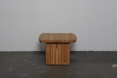Solid Oak Rounded Corner Square Top California Modern Coffee Table, 1970s