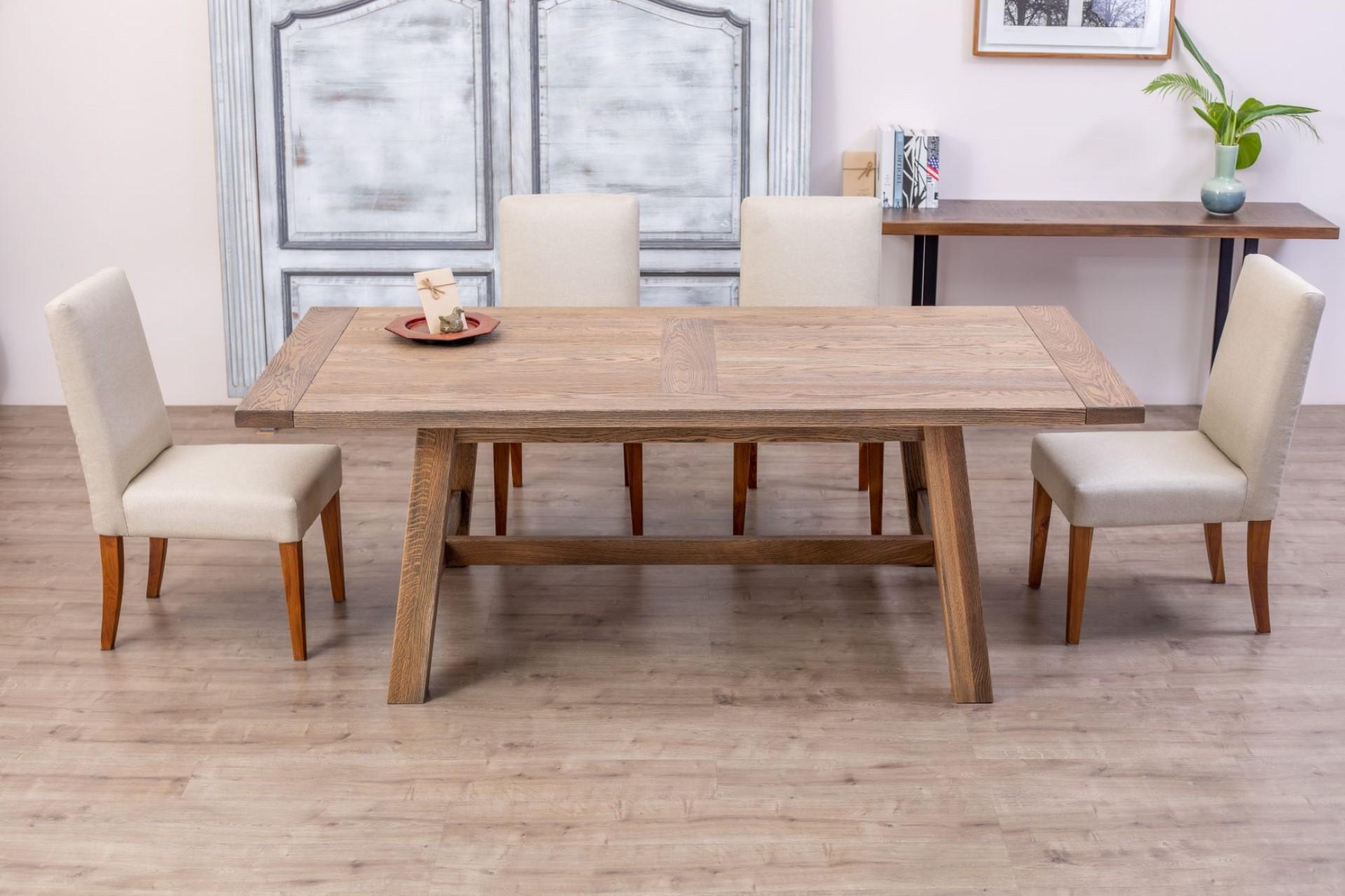 Hand-Crafted Solid Oak Rustic Farmhouse Dining Table For Sale