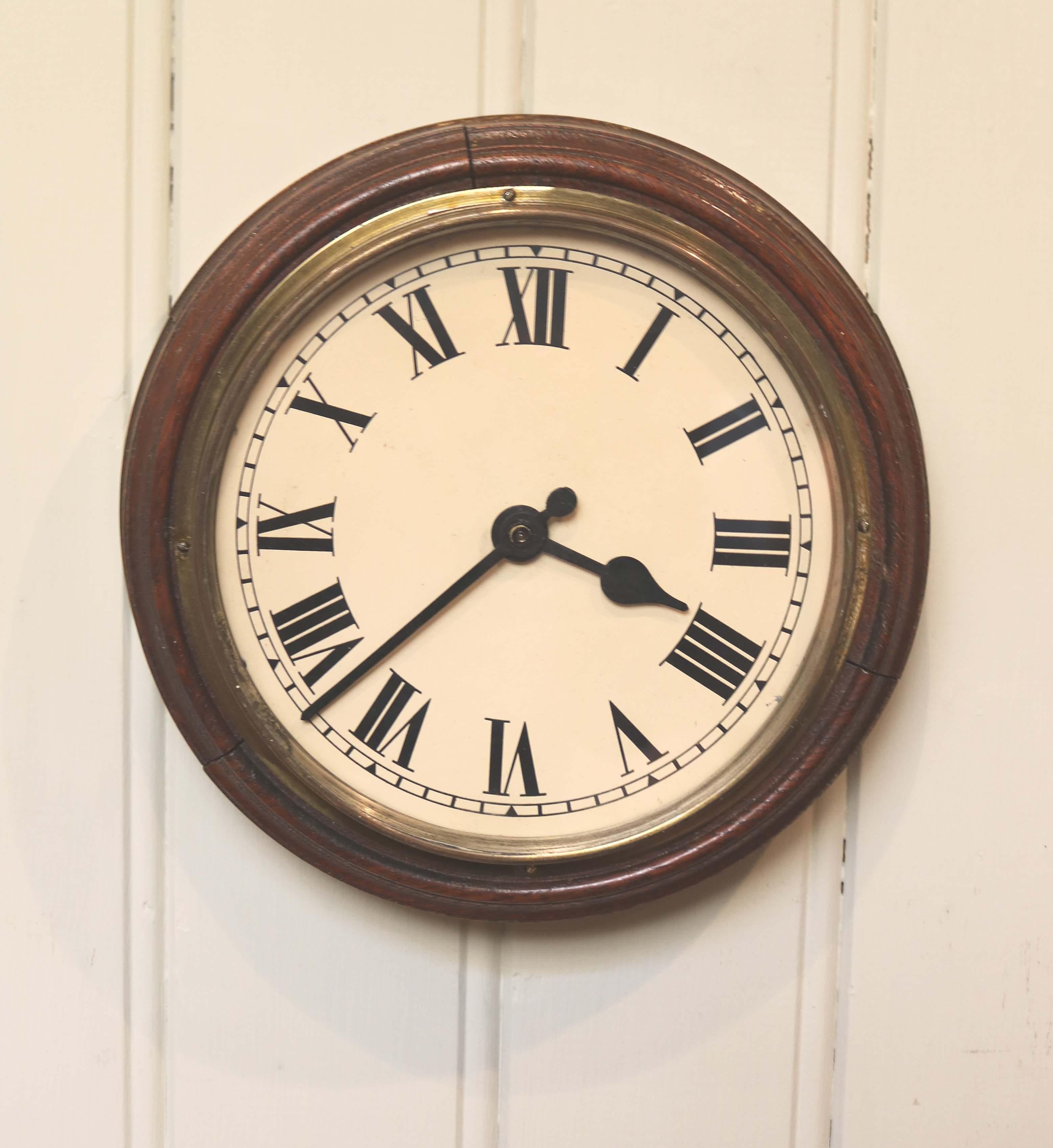 Solid Oak School Clock For Sale