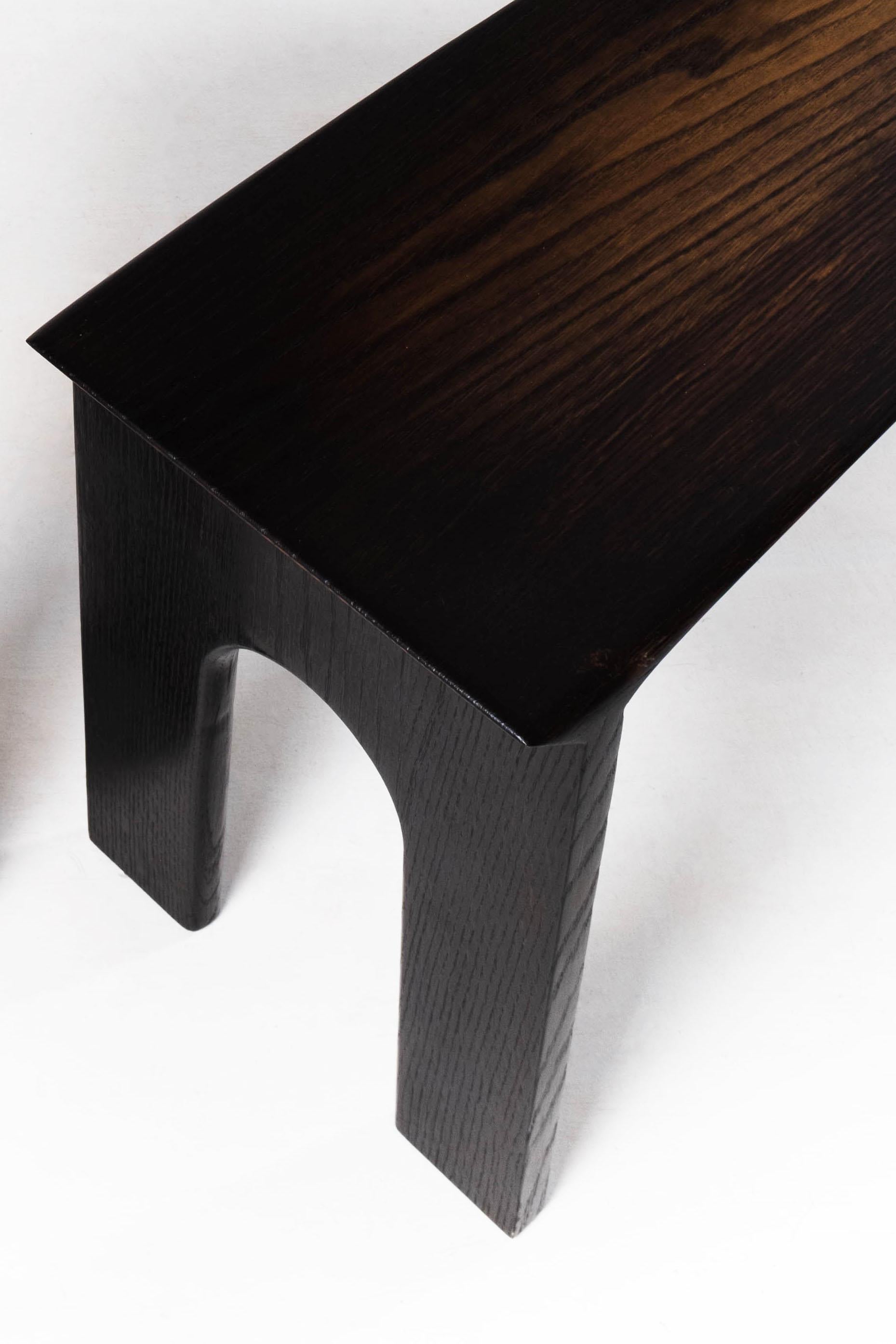 Modern Solid Oak Sculptural Bench by Lukas Cober