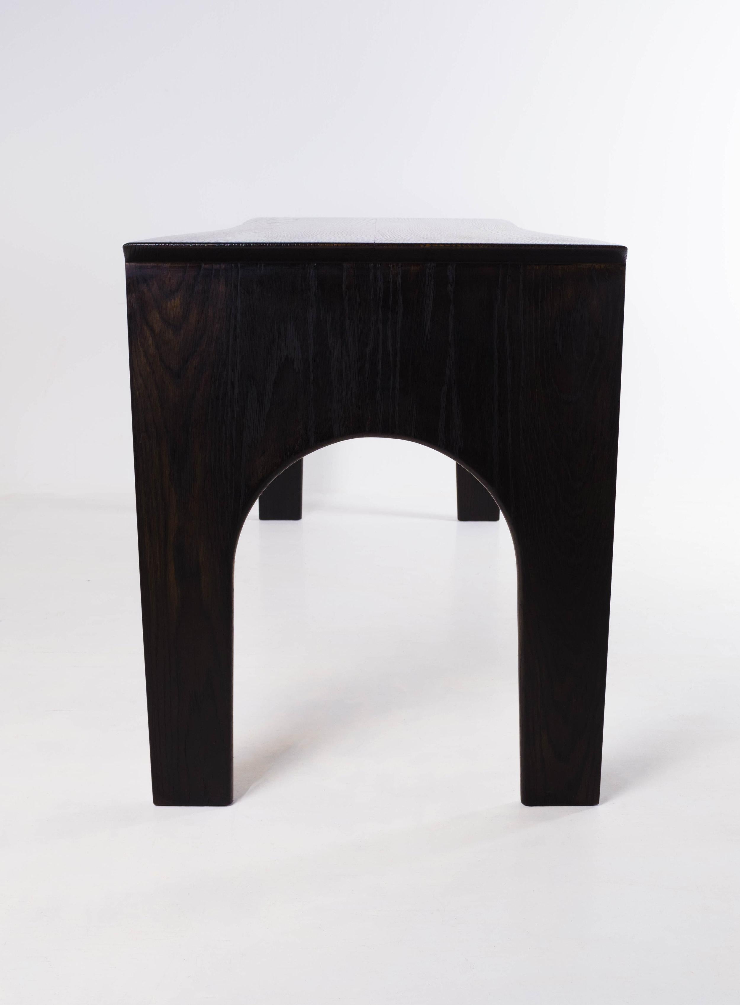 Solid Oak Sculptural Bench by Lukas Cober 2