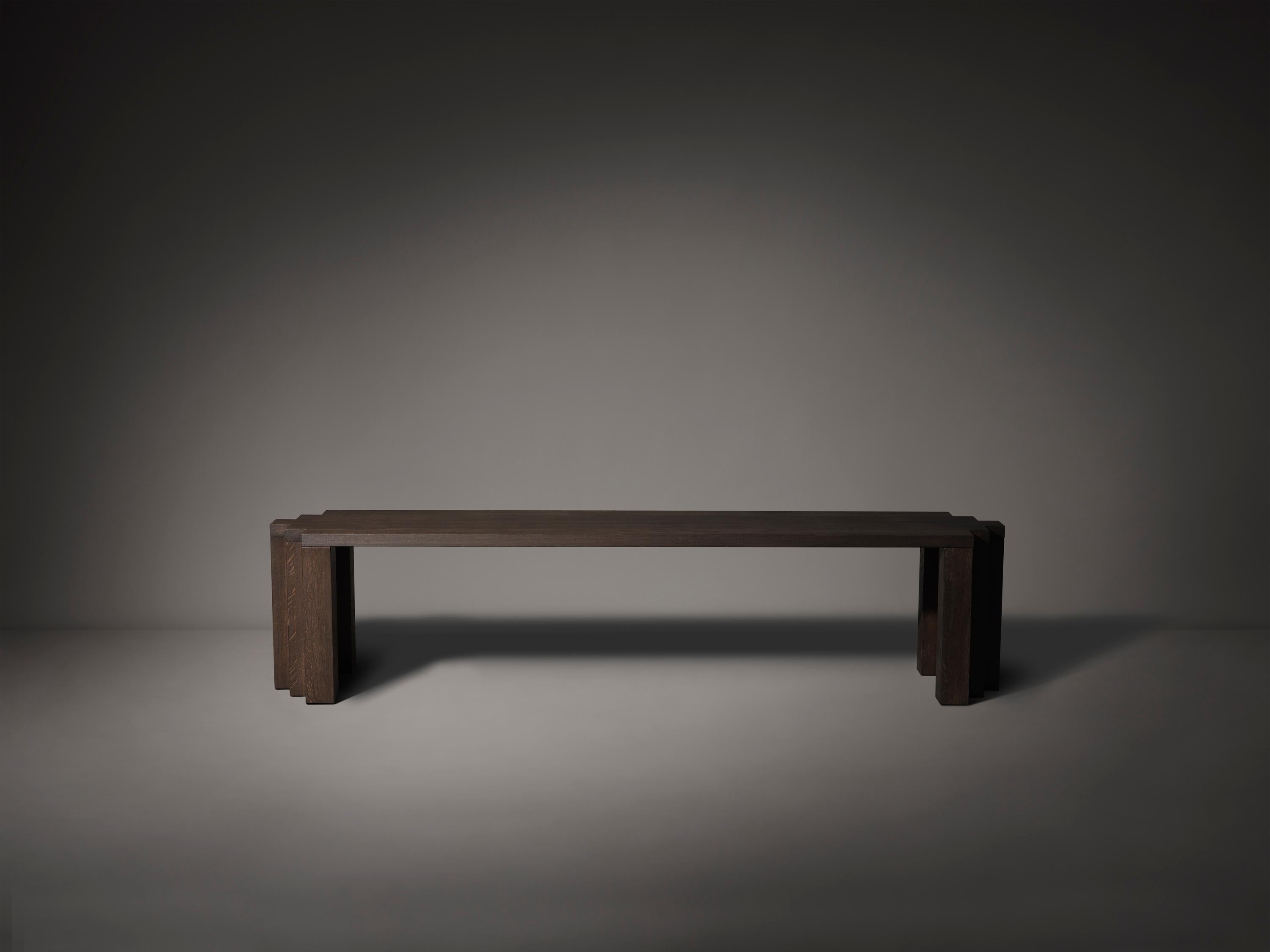 Brutalist Solid Oak Sculptural Bench - Cadence by Mokko For Sale