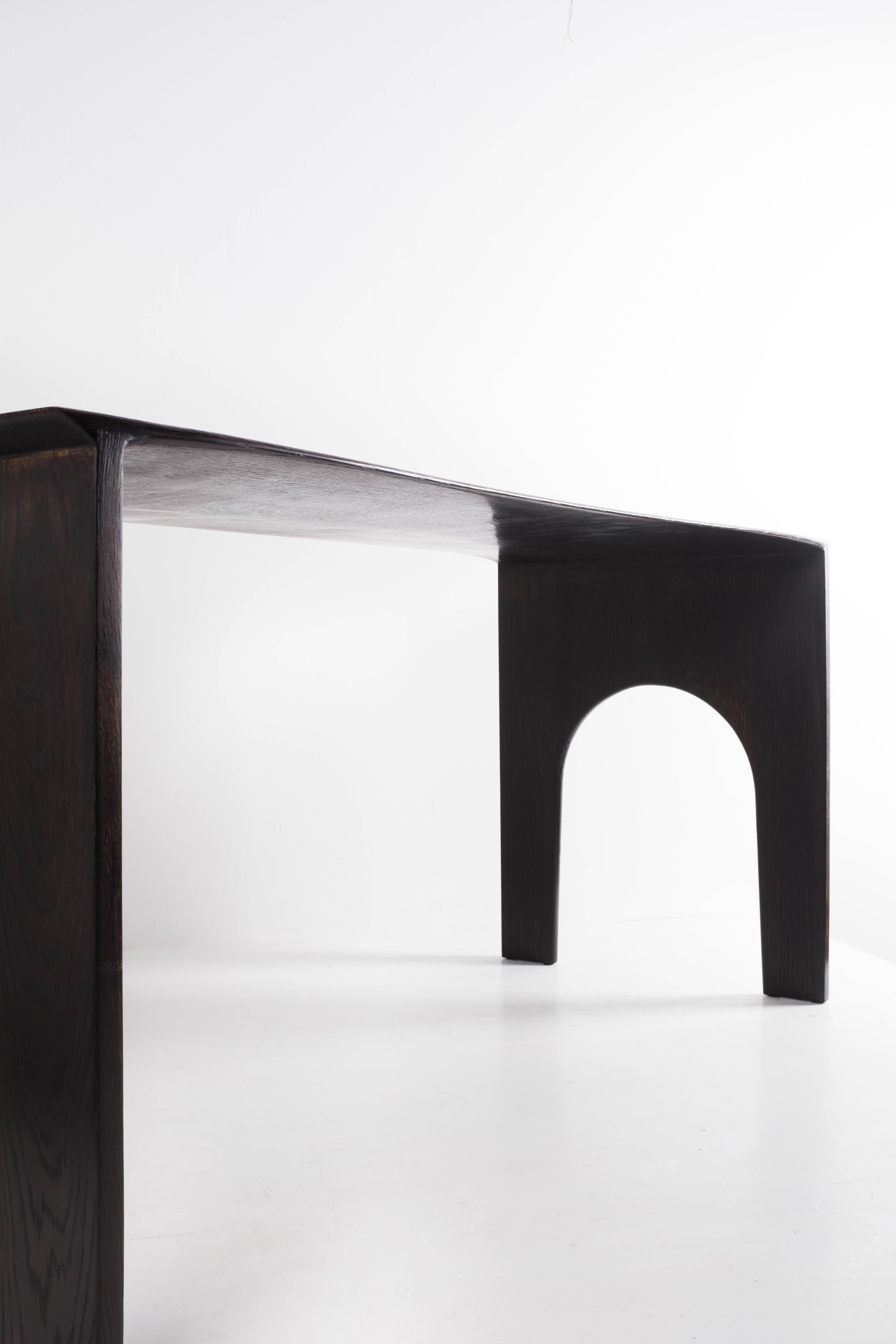Contemporary Solid Oak Sculptural Desk by Lukas Cober