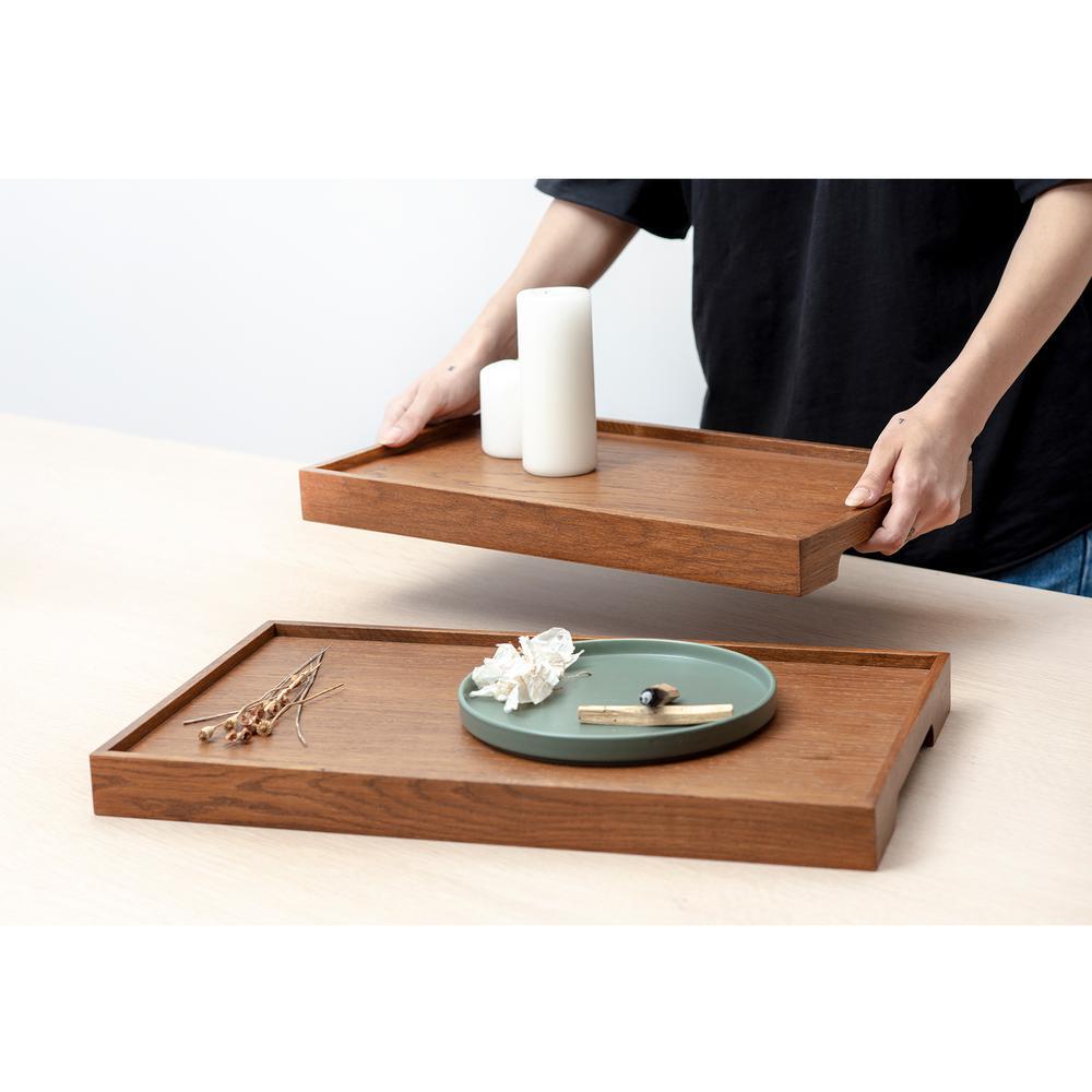 The EDGE Series Wooden Serving Tray Set brings together natural beauty, functionality, and minimalist design in a refined collection made for both serving and decorating. Crafted with solid wood side panels and a premium MDF base finished with wood