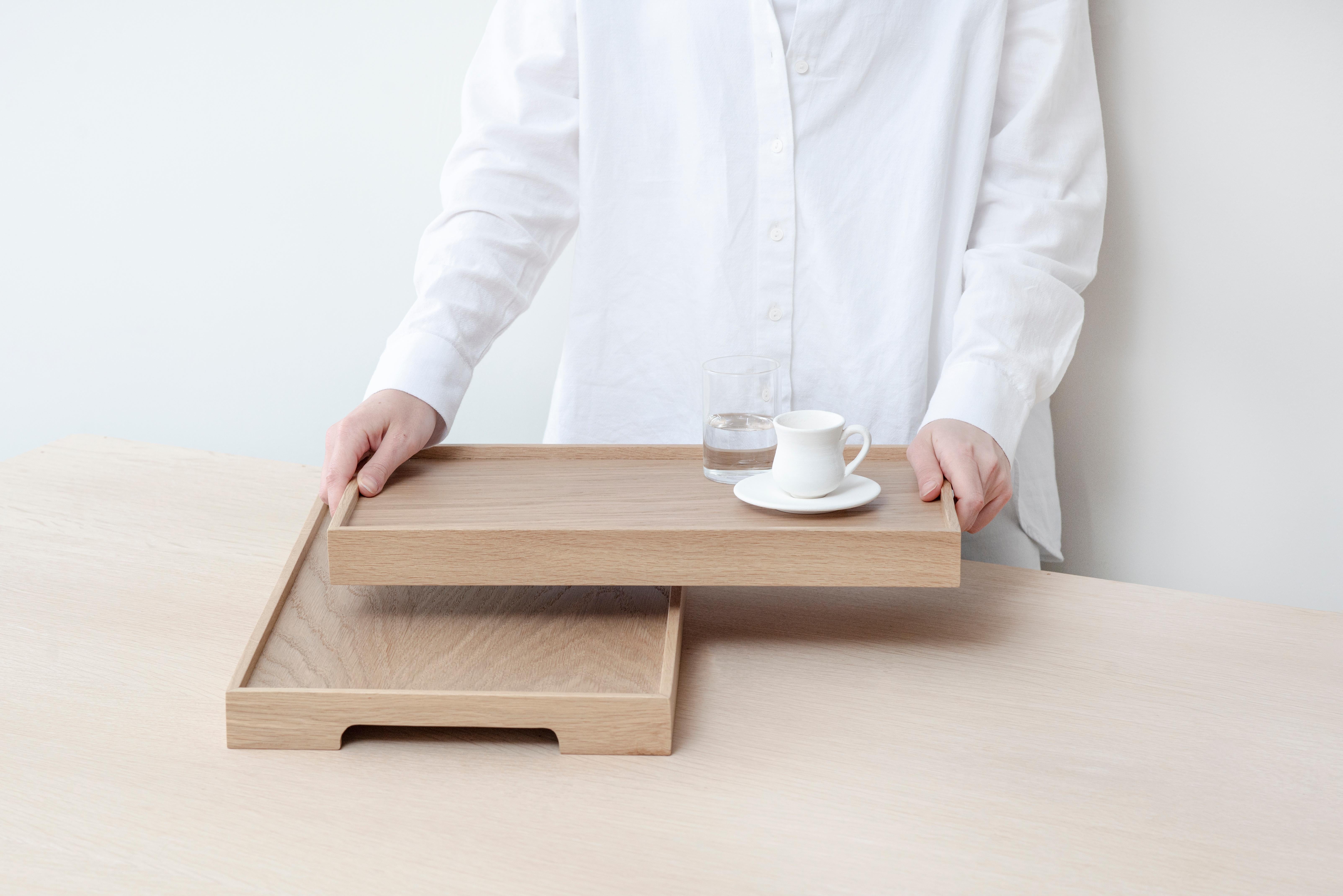 Modern Solid Oak Serving Tray Set – EDGE For Sale