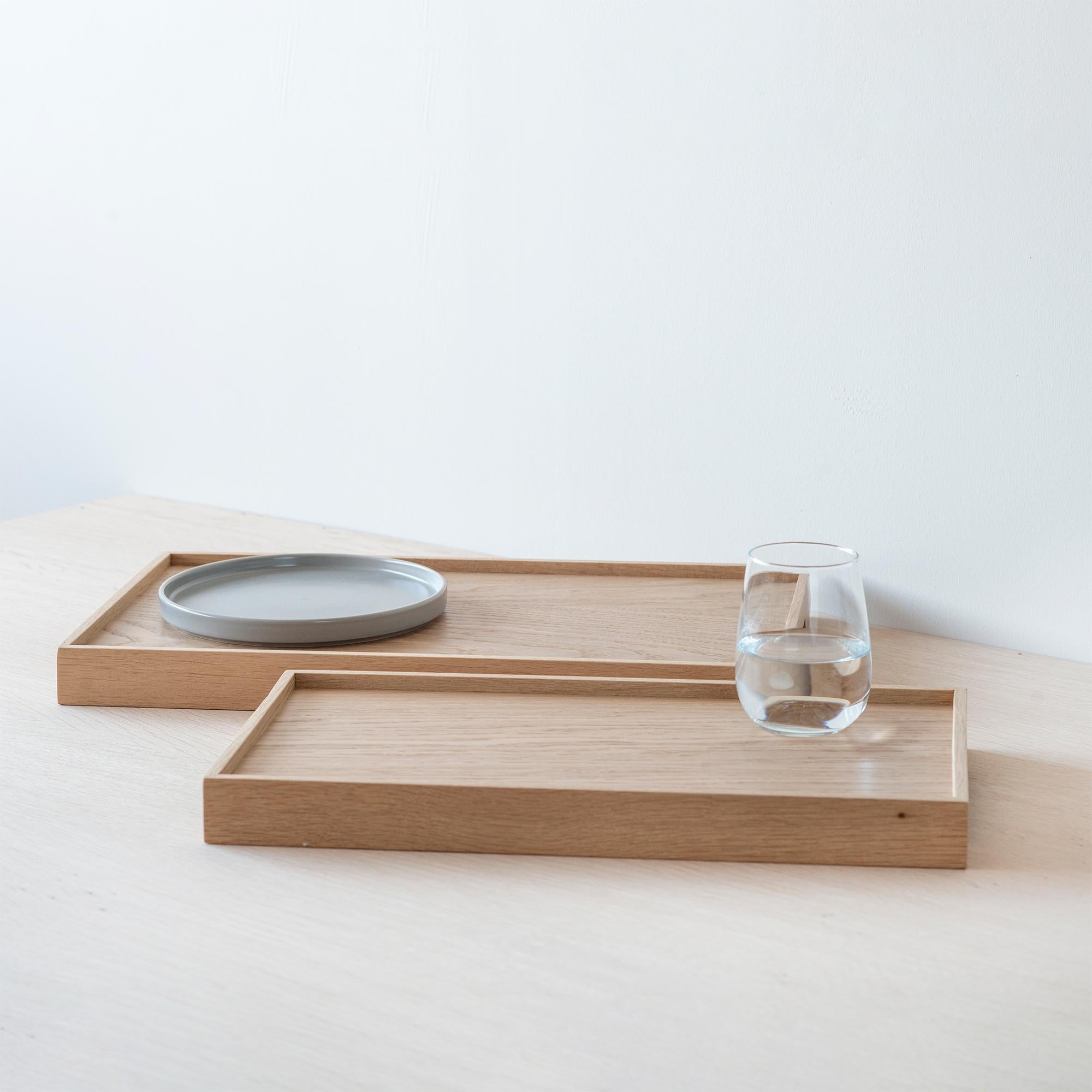 Hand-Crafted Solid Oak Serving Tray Set – EDGE For Sale