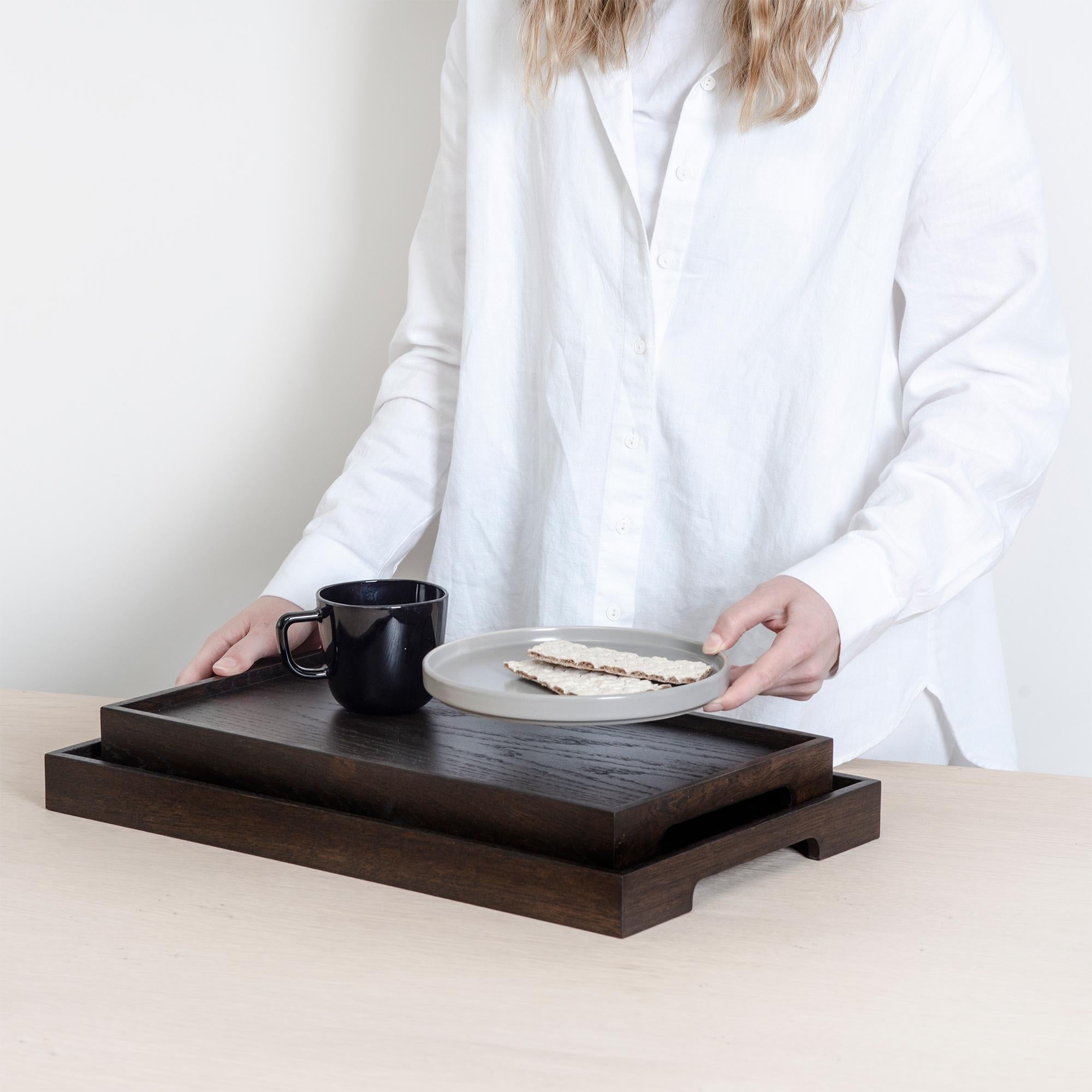 Fait main Set de plateaux de service en Oak massif - EDGE en vente