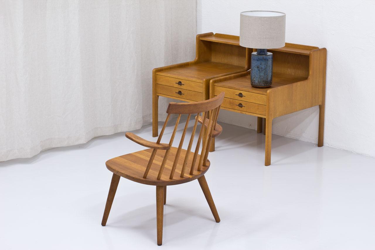 Solid Oak Side/ Bedside Tables, Sweden, 1960s 7
