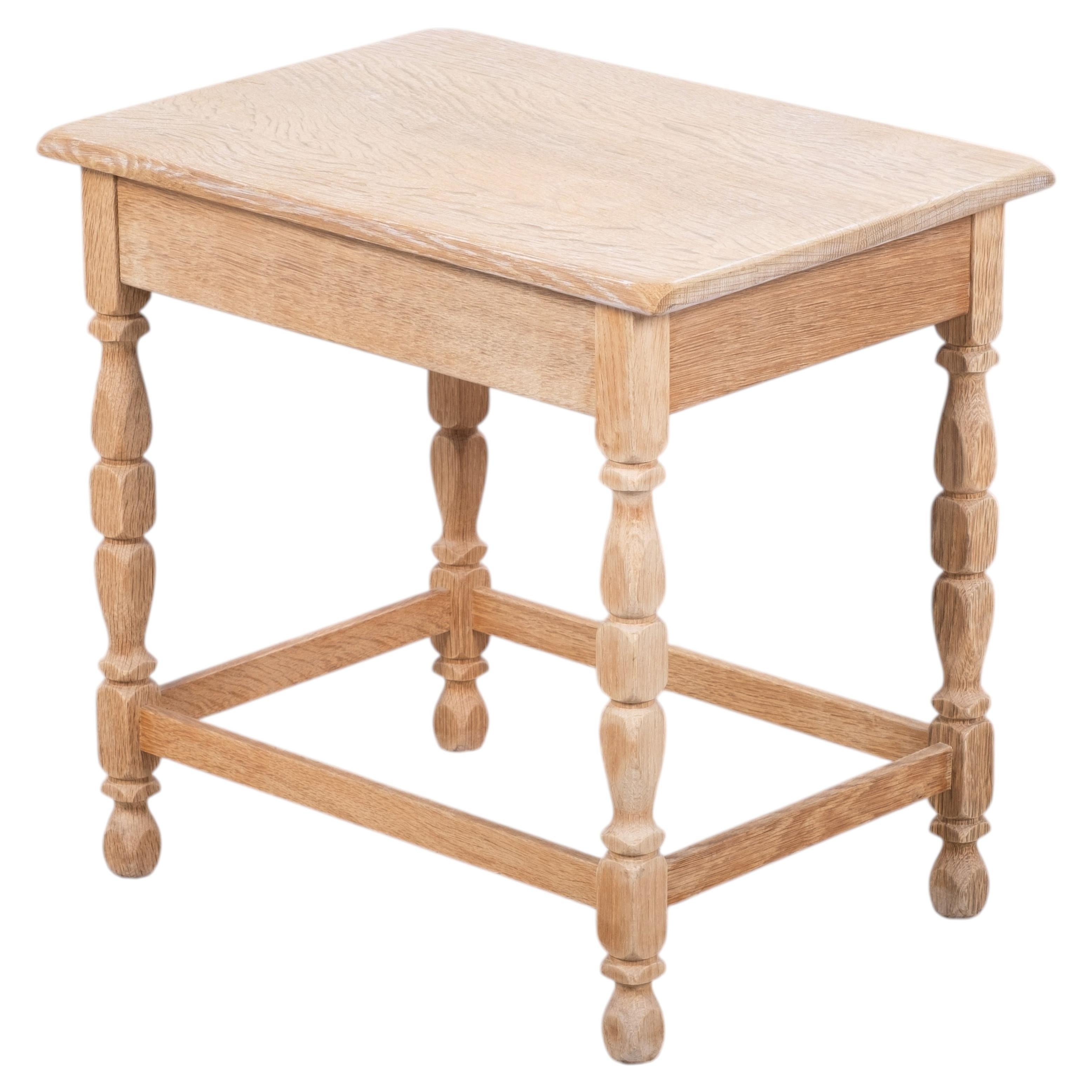 Solid Oak Side Table Attributed to Henning Kjærnulf, Denmark