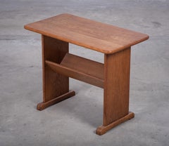 Solid Oak Side Table / Magazine Holder, Denmark, 1960s