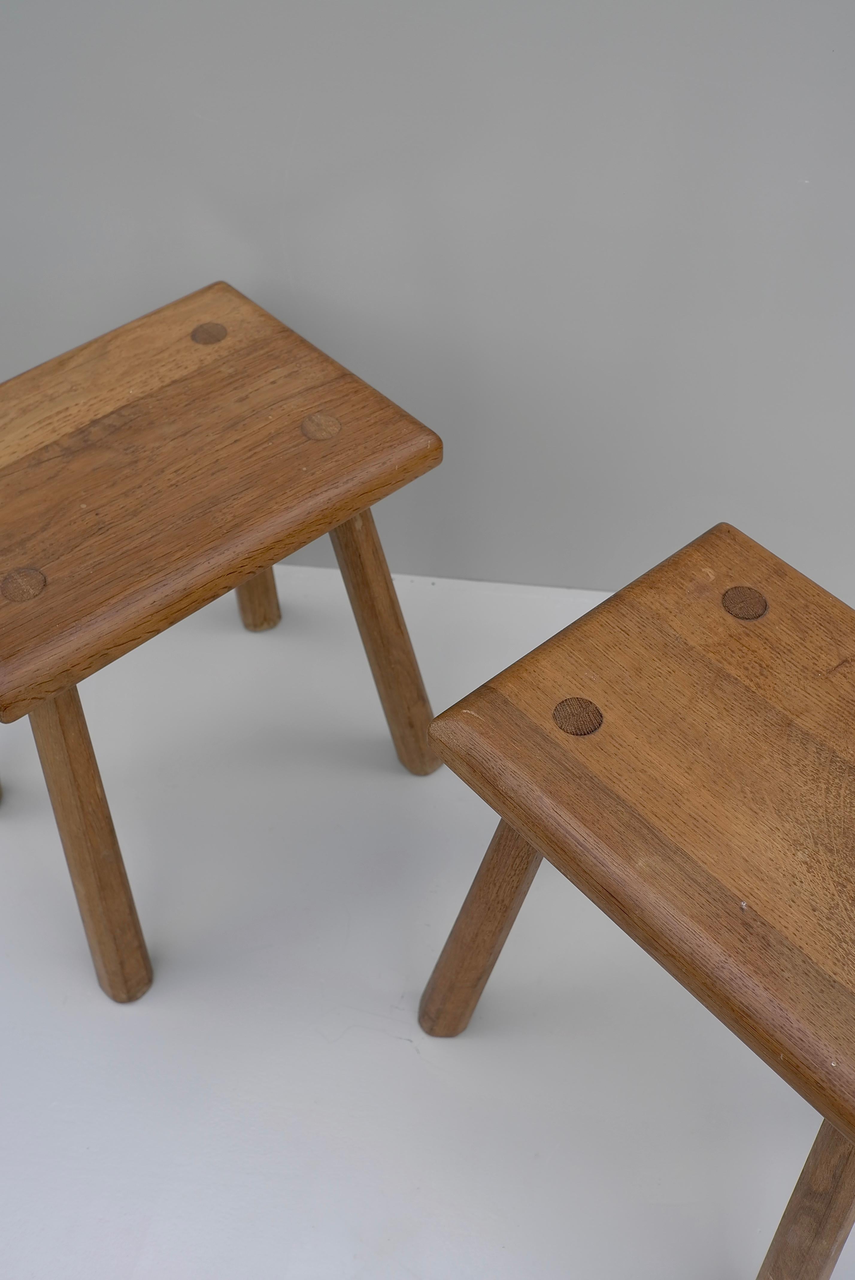 Mid-Century Modern Solid Oak side tables, France 1960's For Sale