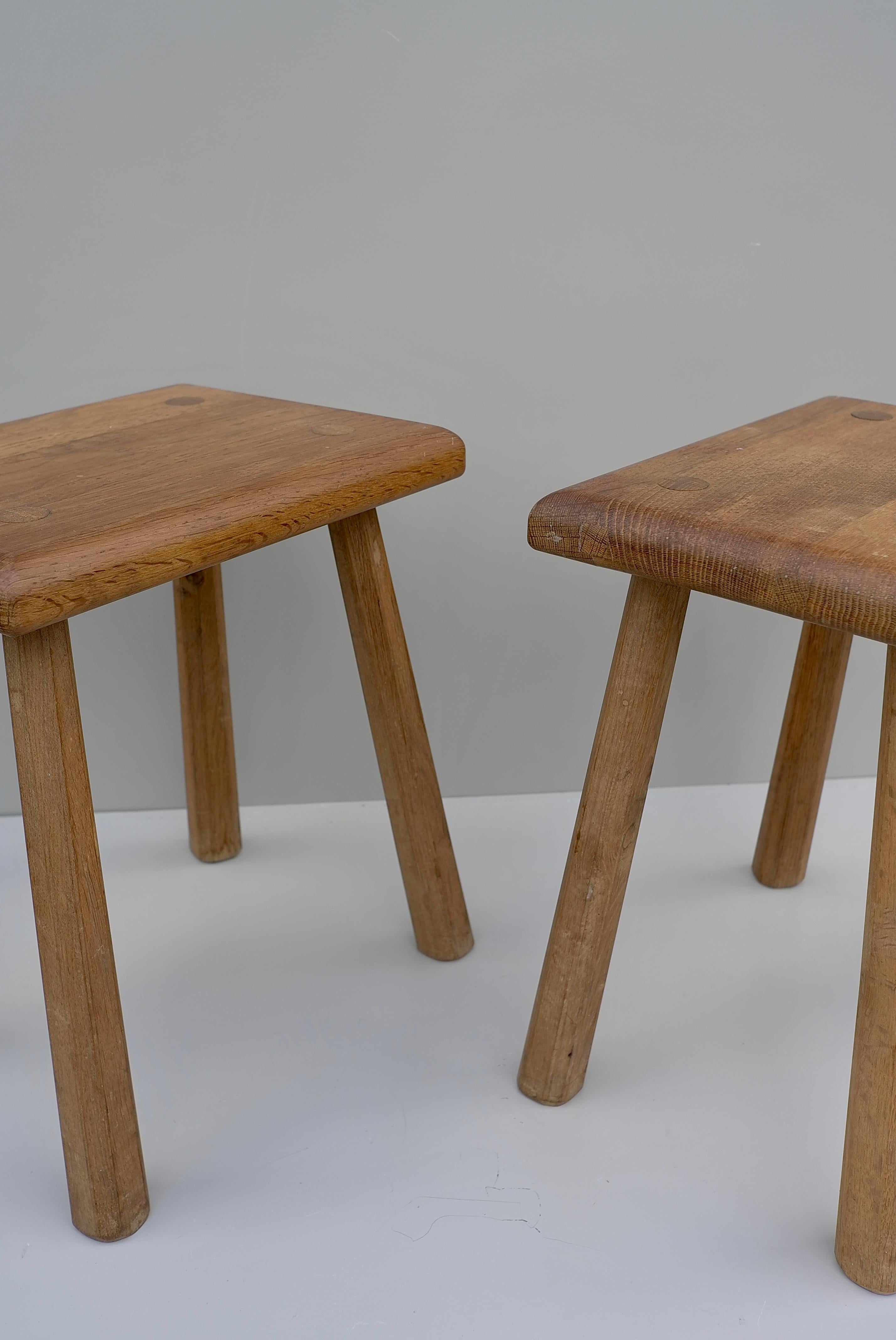 Mid-20th Century Solid Oak side tables, France 1960's