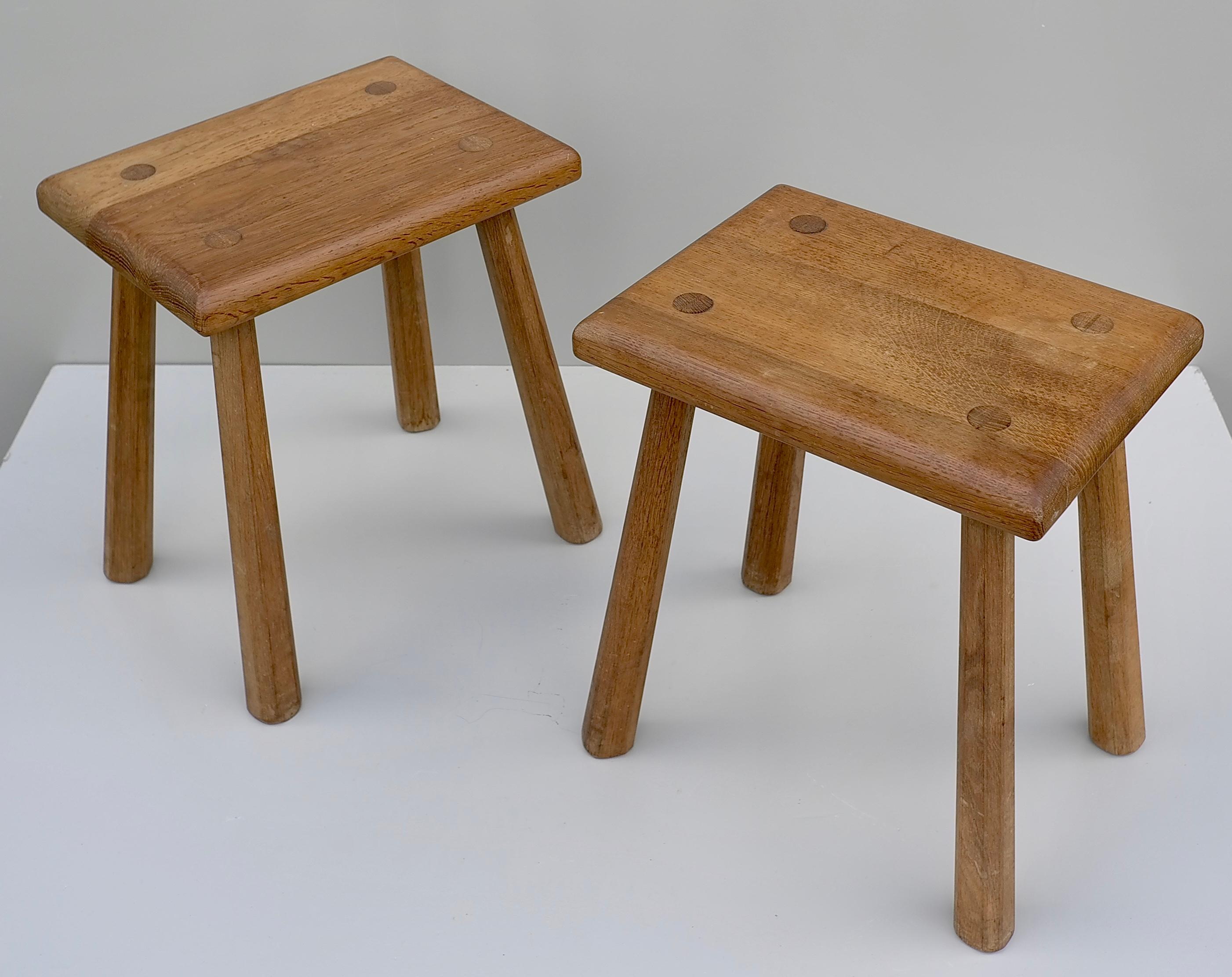 Solid Oak side tables, France 1960's For Sale 1