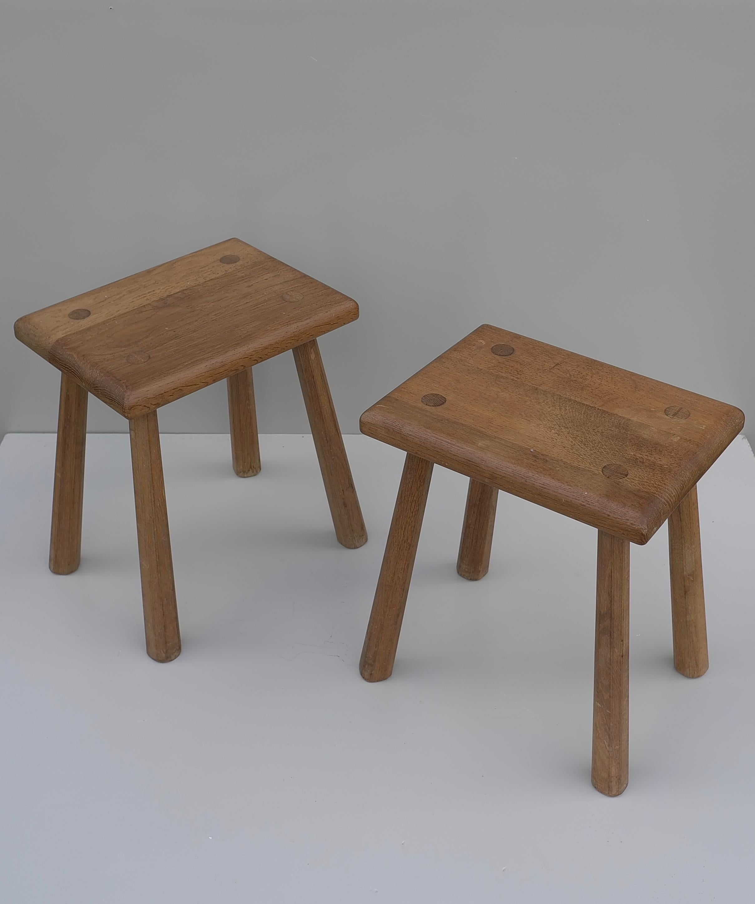 Solid Oak side tables, France 1960's For Sale 2