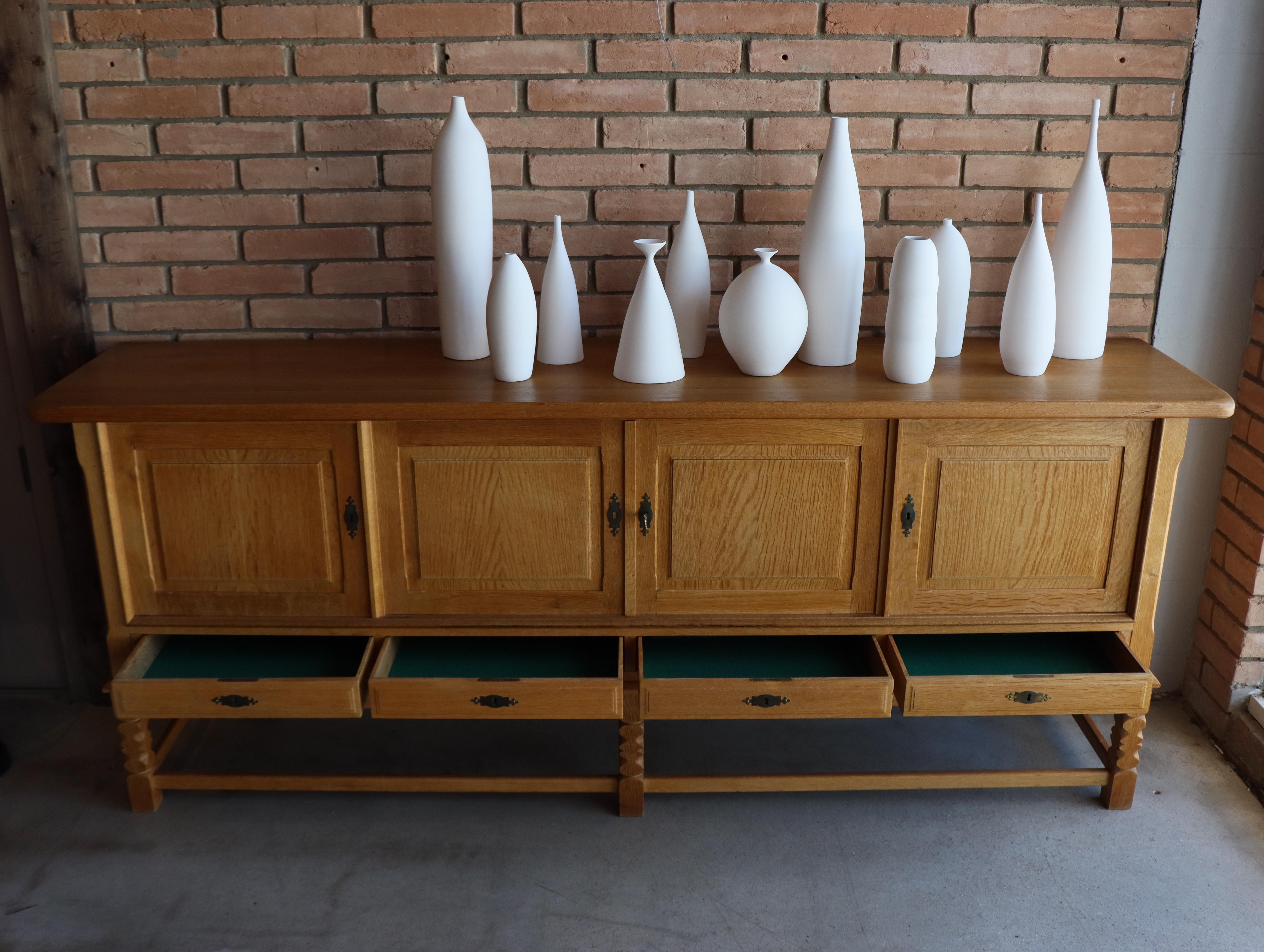 Solid Oak Sideboard Attr. Henning Kjaernulf, Denmark 1960s  12