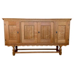 Sideboard aus massiver Eiche, Henning Kjærnulf zugeschrieben, dänischer Brutalist, 1960er Jahre