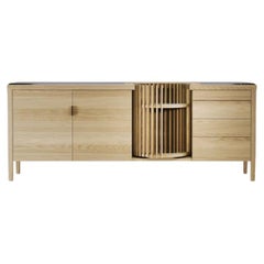 Credenza in Oak massiccio con piano in marmo e barra girevole al centro