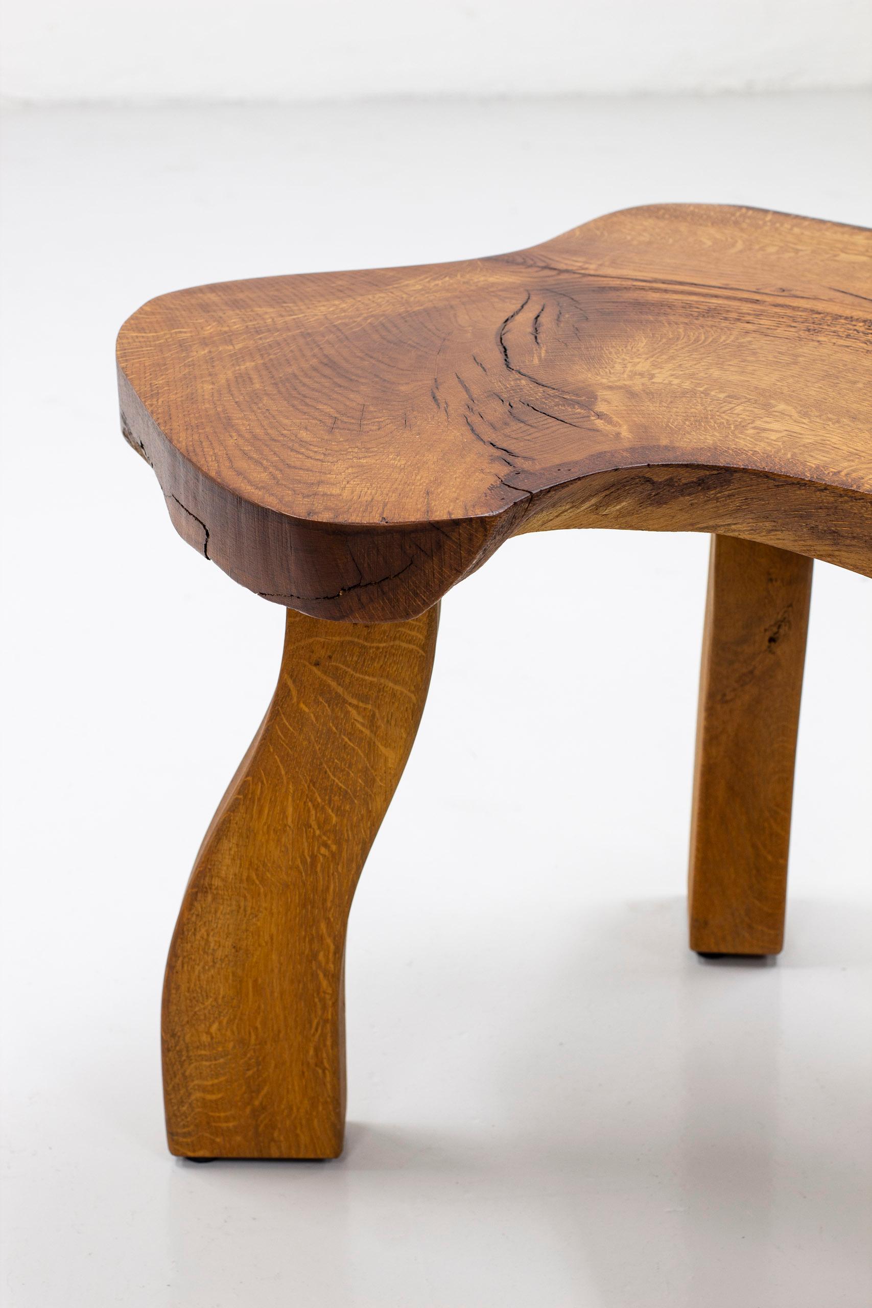 Scandinavian Modern Solid Oak Slab Sofa Table 