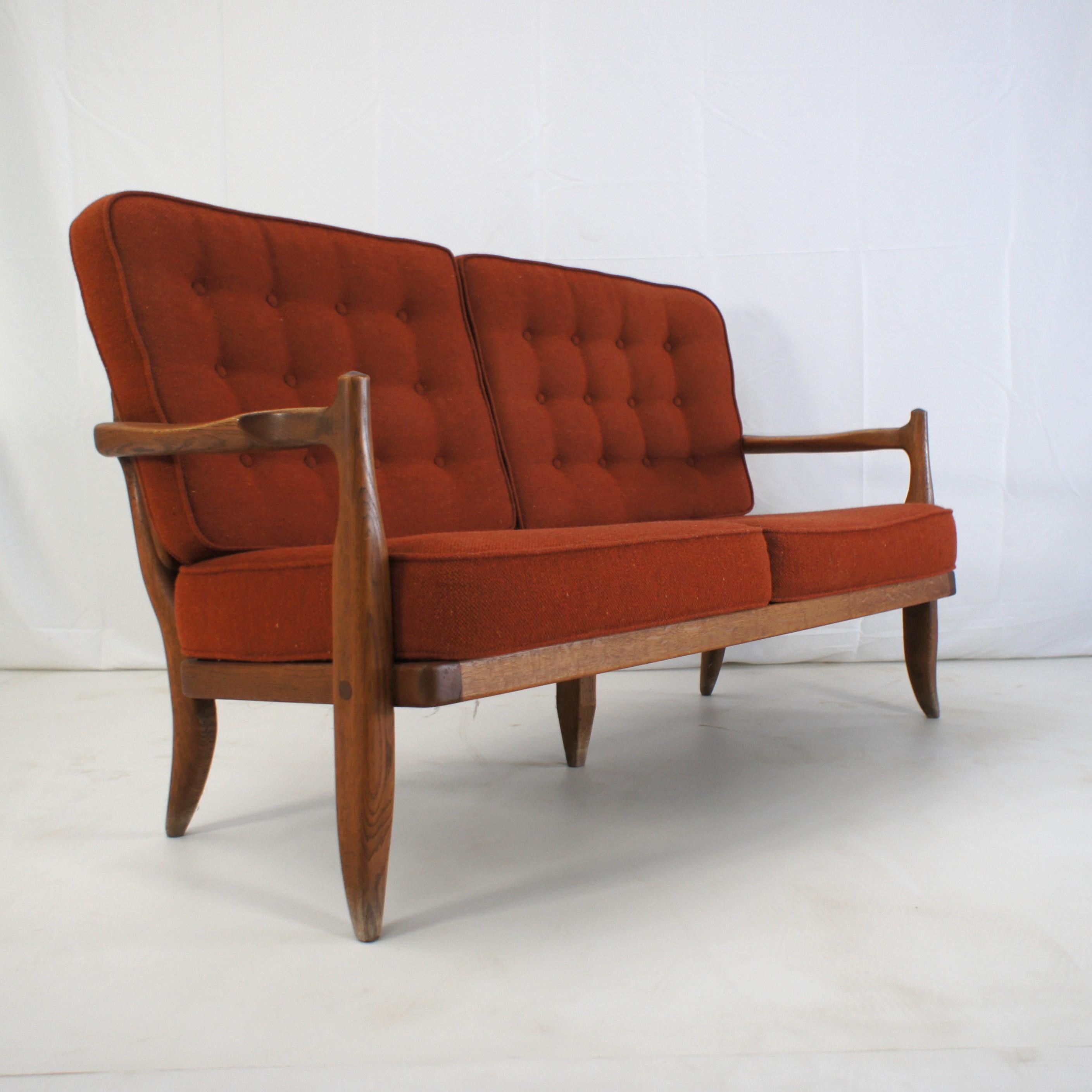 Nice Jose sofa, Guiollerme et Chambron with original terra cota fabrics in good condition.