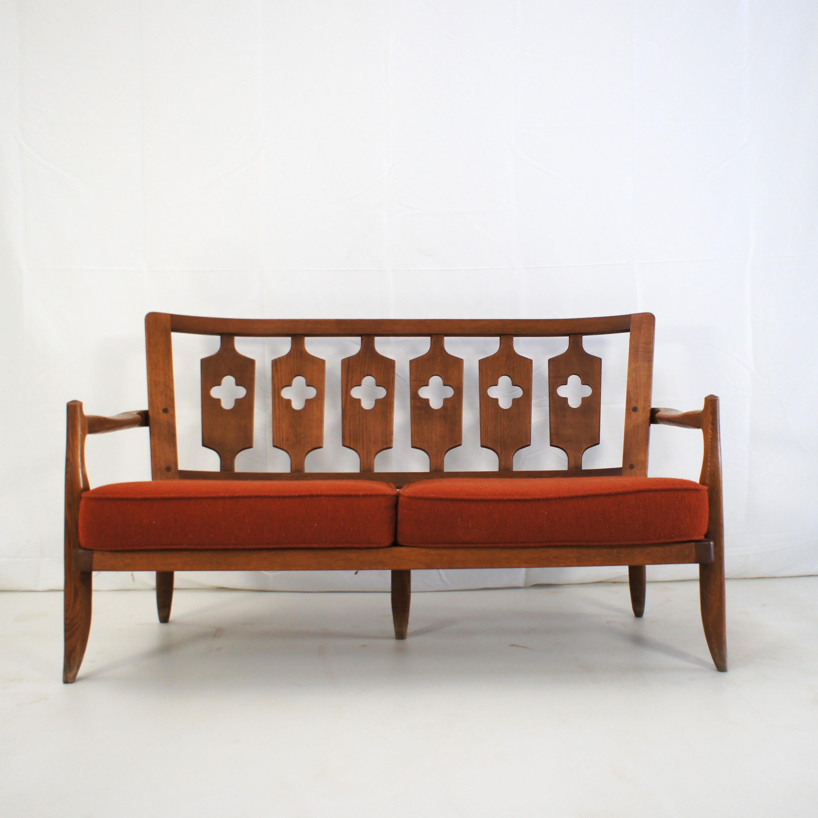 Mid-Century Modern Solid Oak Sofa 