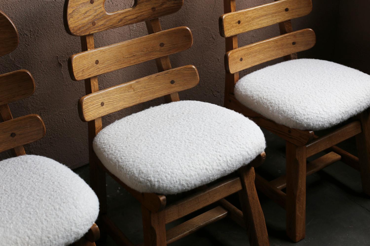 Solid Oak Spanish Brutalist Chairs In Good Condition For Sale In Sammu-shi, Chiba