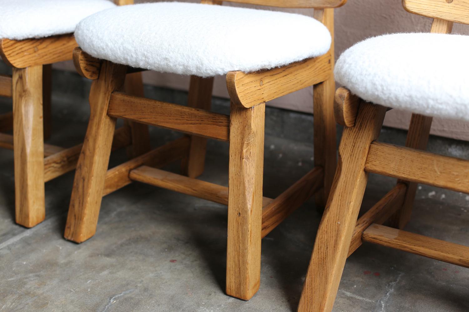 Solid Oak Spanish Brutalist Chairs For Sale 1