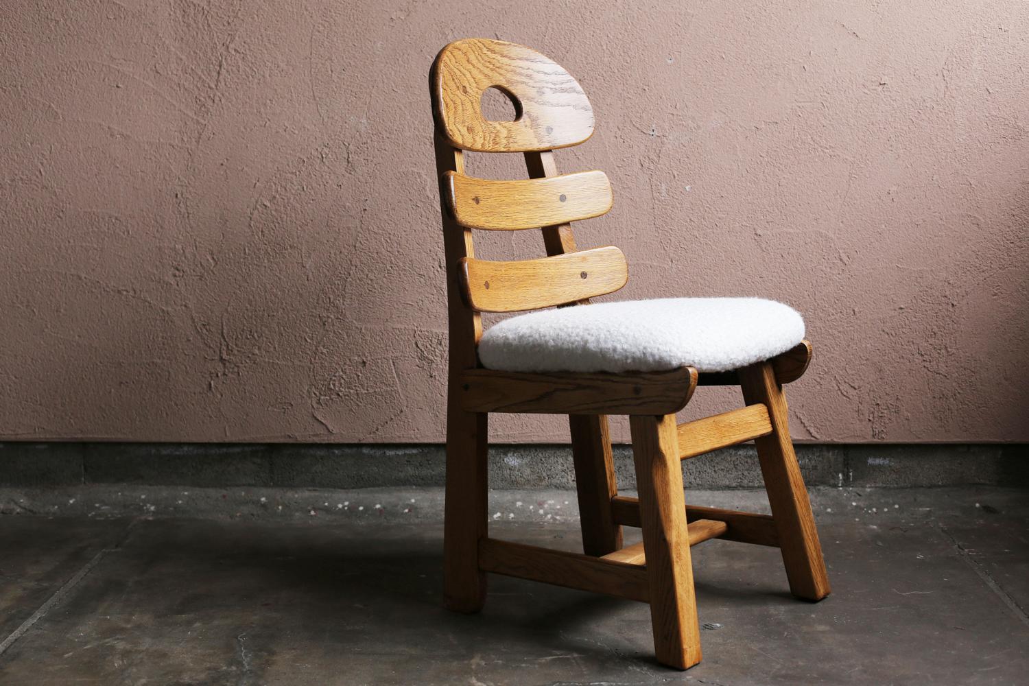 Solid Oak Spanish Brutalist Chairs For Sale 2