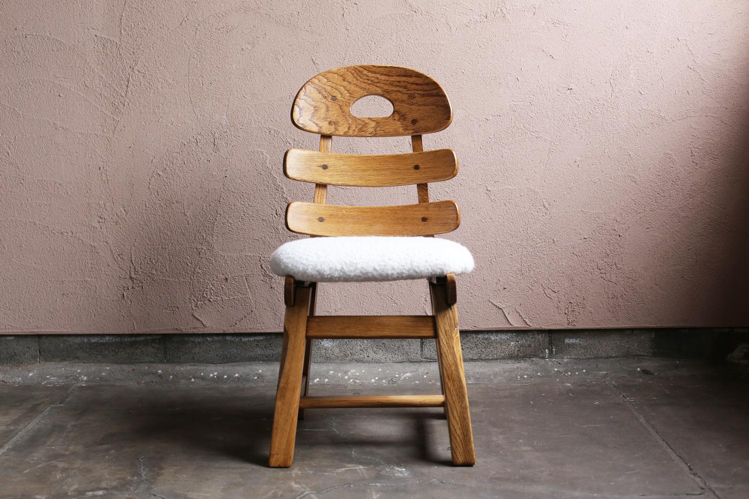 Solid Oak Spanish Brutalist Chairs For Sale 3