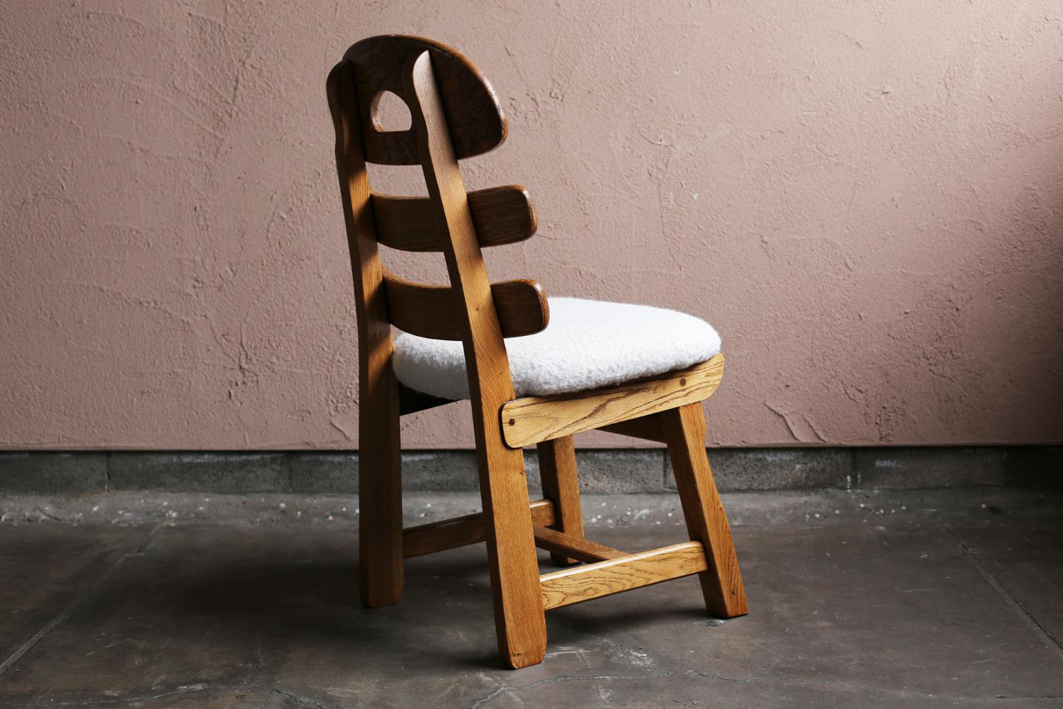 Solid Oak Spanish Brutalist Chairs For Sale 4