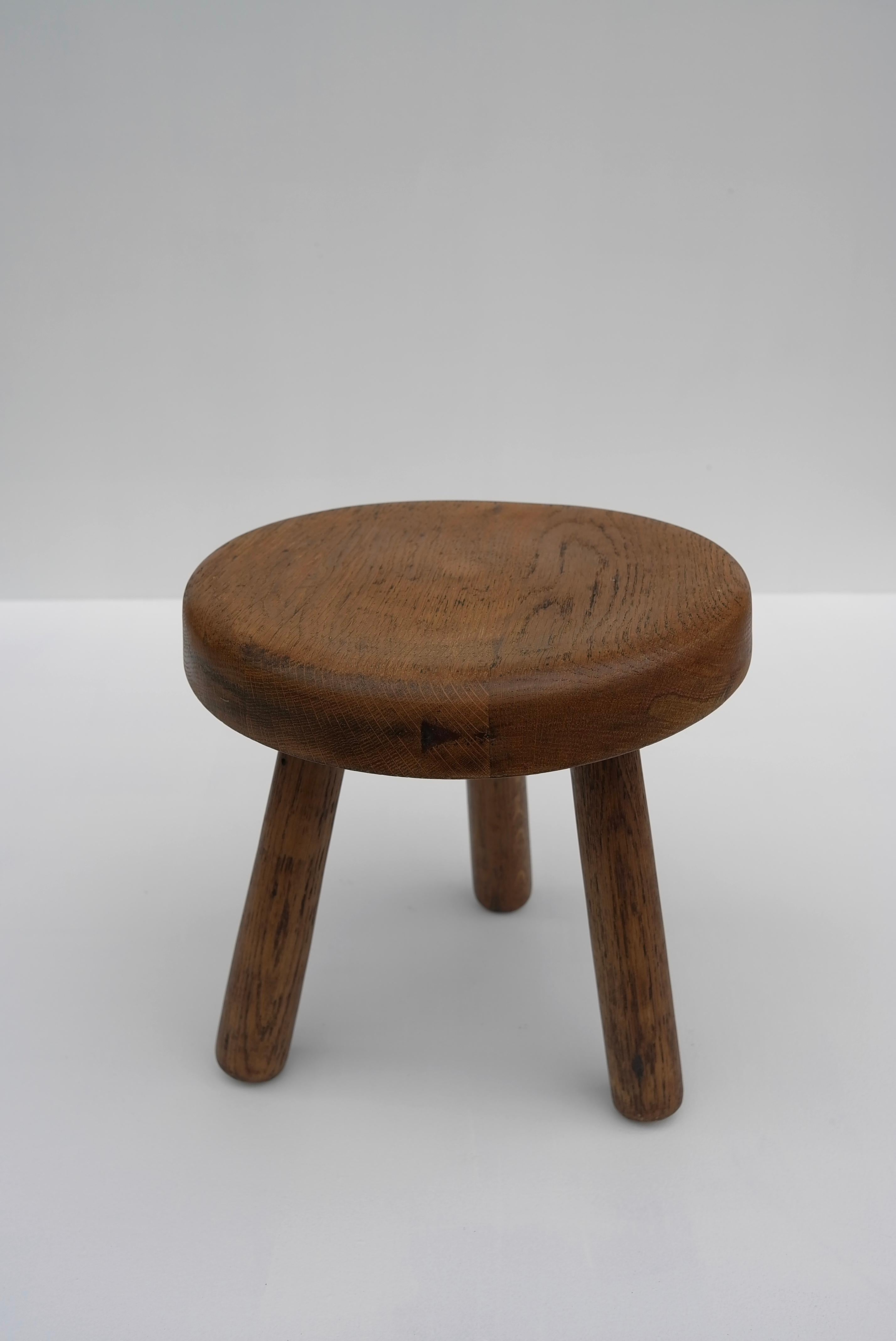 Solid Oak Stool in Style of Charlotte Perriand, France, 1950's 4