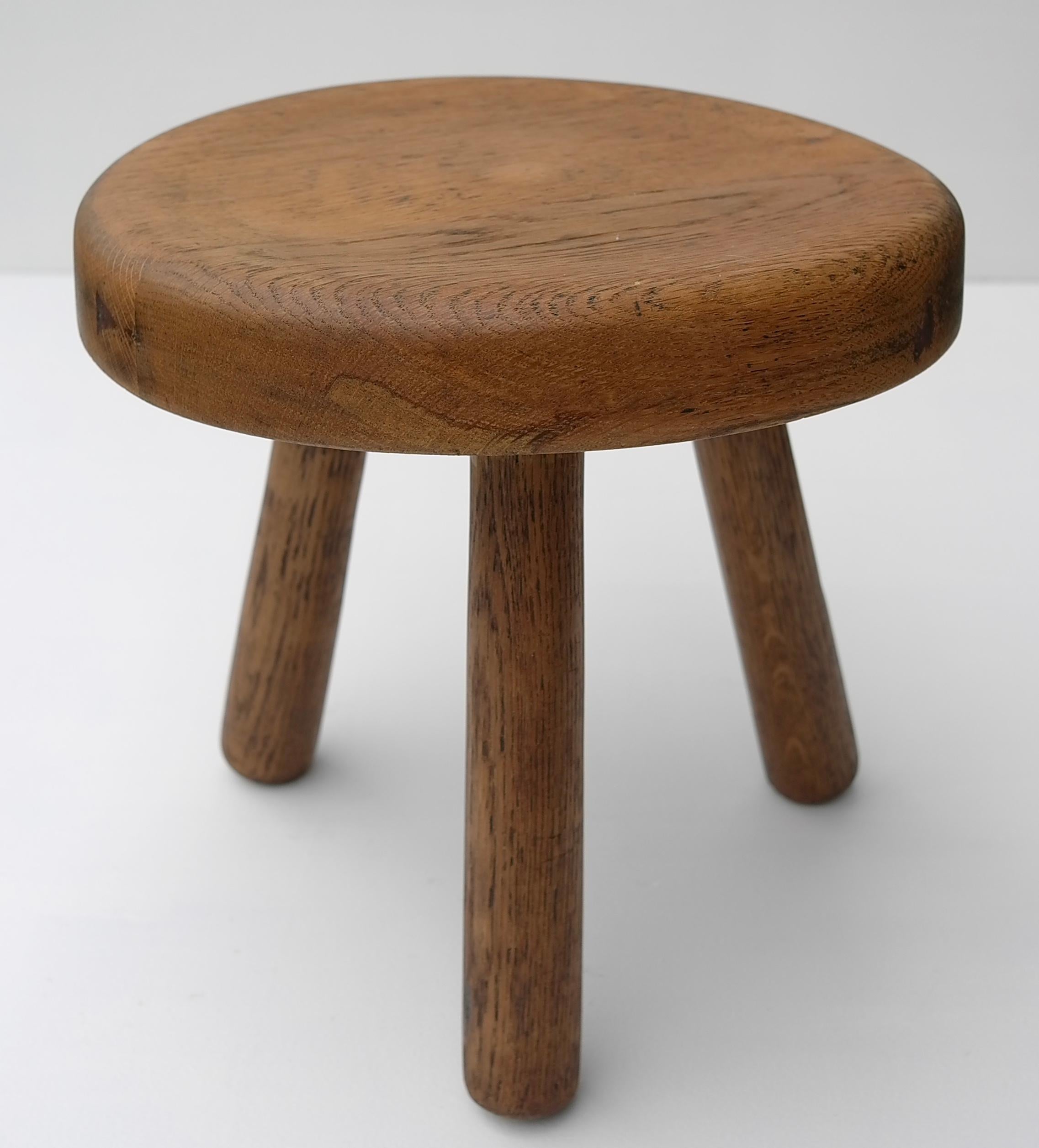 Solid Oak Stool in Style of Charlotte Perriand, France, 1950's 1