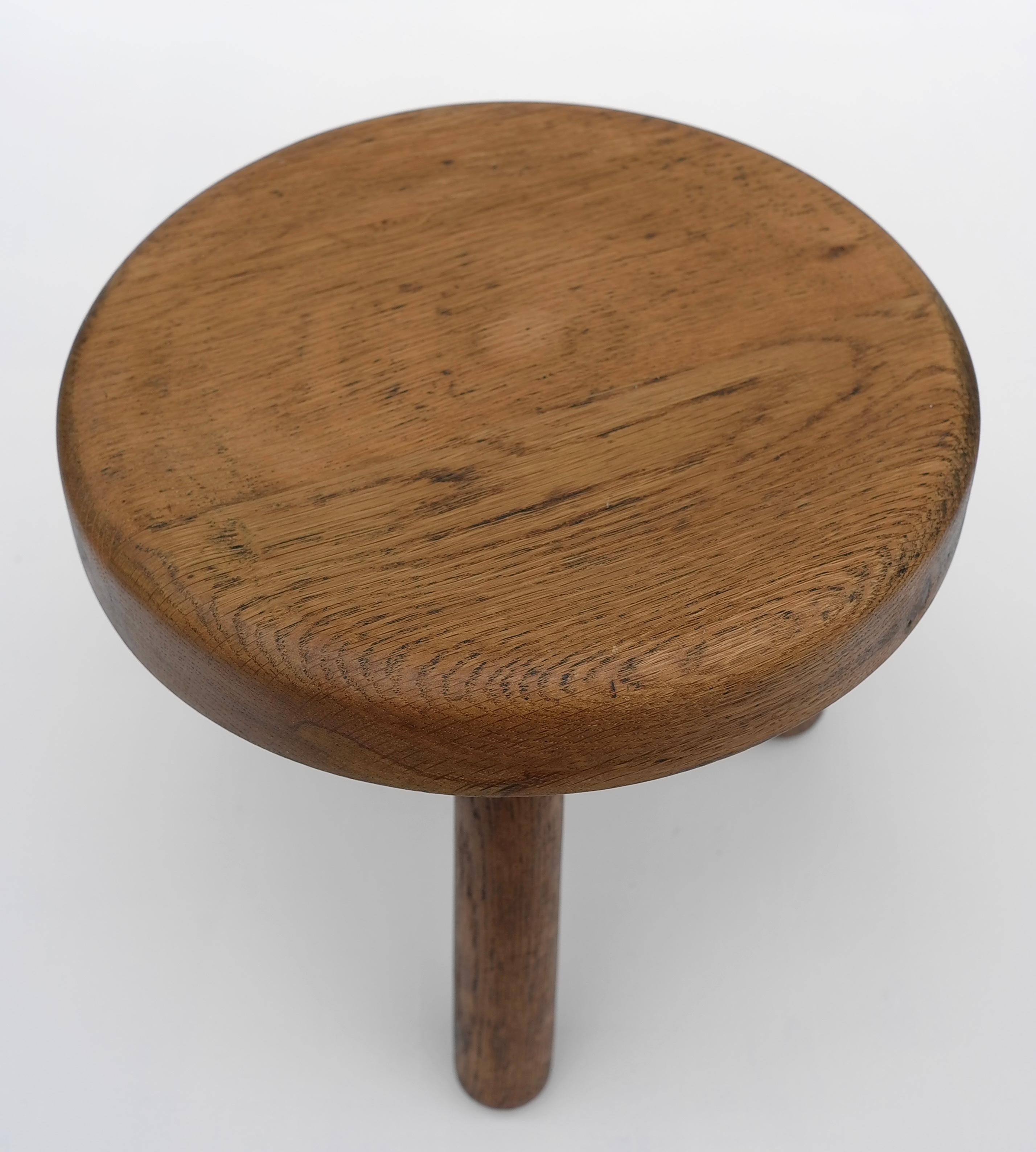 Solid Oak Stool in Style of Charlotte Perriand, France, 1950's 2