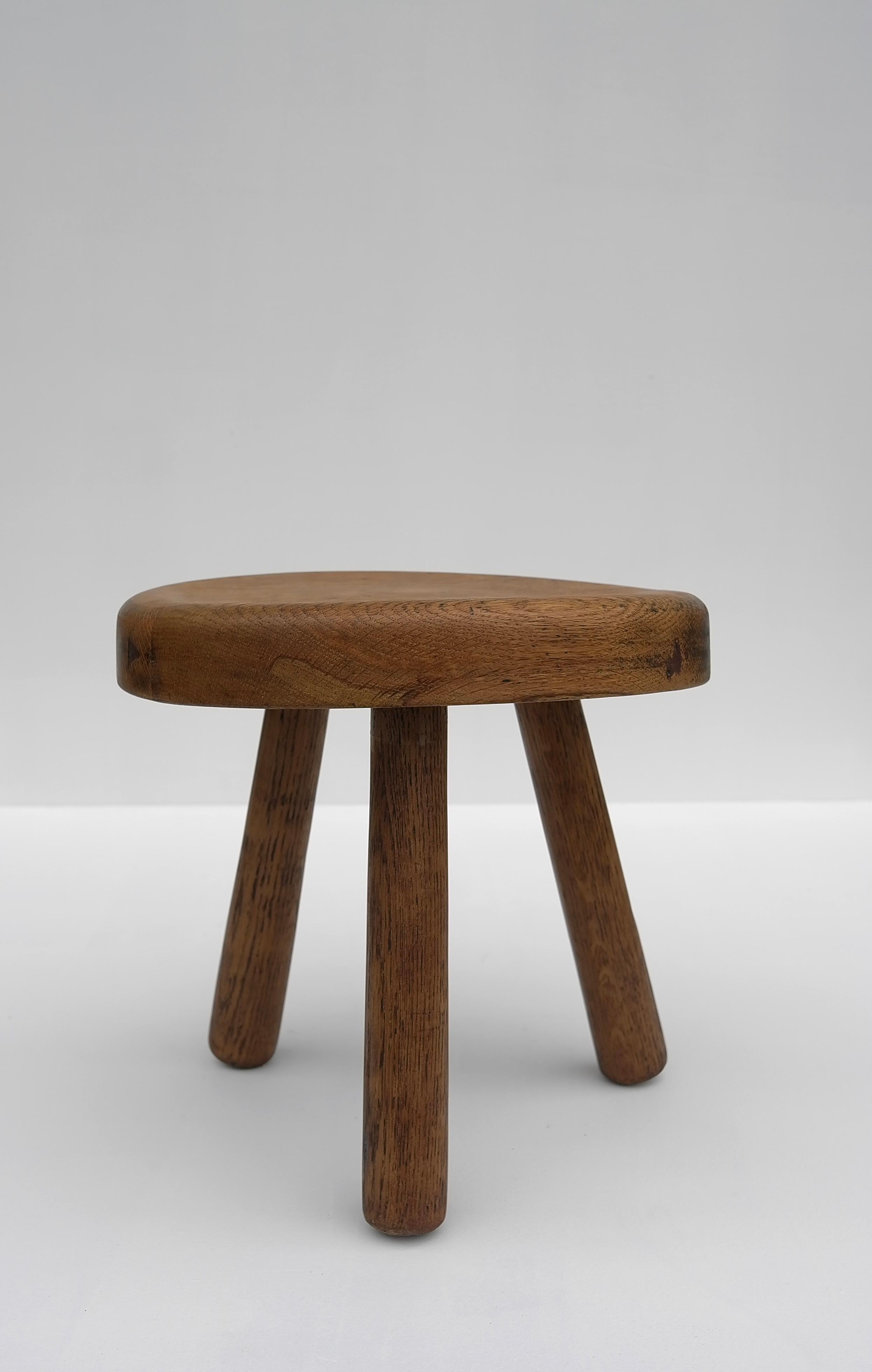 Solid Oak Stool in Style of Charlotte Perriand, France, 1950's 3