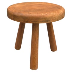 Solid Oak Stool in Style of Charlotte Perriand, France, 1950's