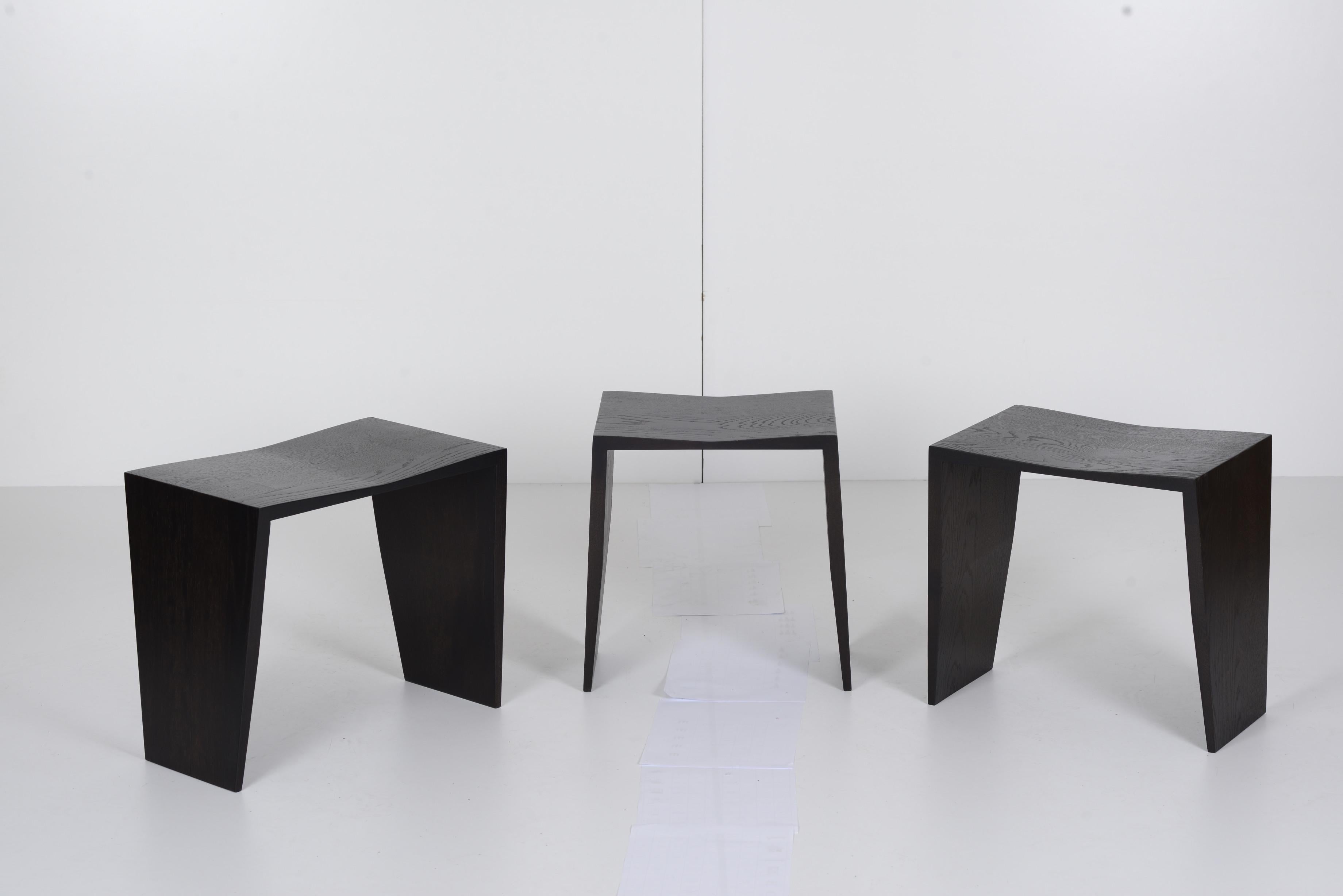 Solid Oak Stool Set – BRIDGE Series For Sale 7