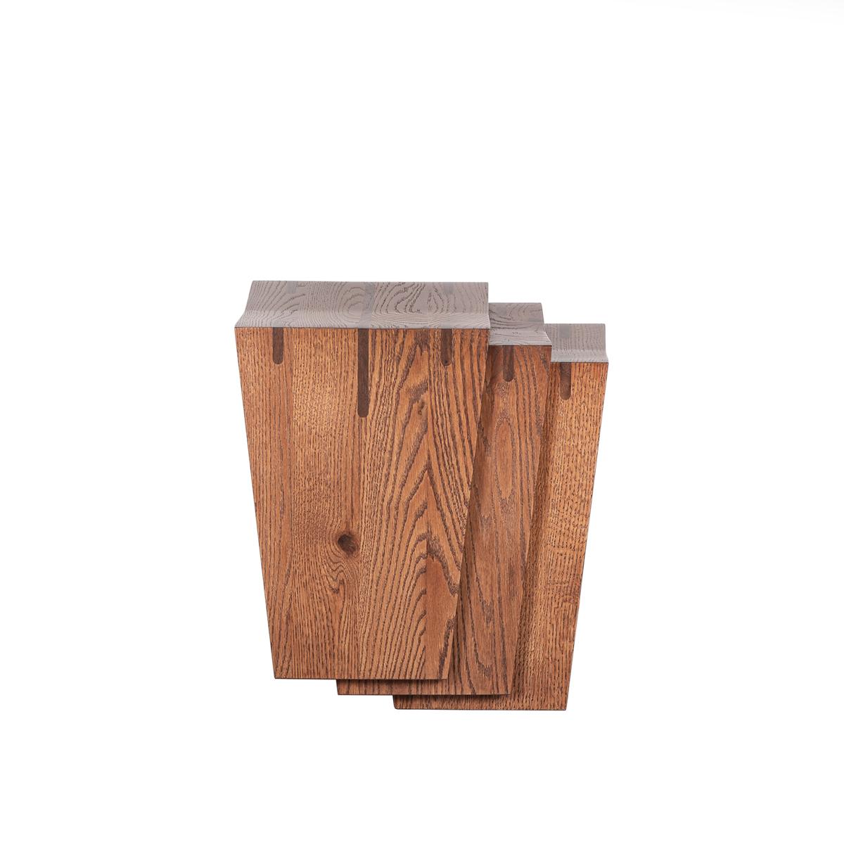 Contemporary Solid Oak Stool Set – BRIDGE Series For Sale