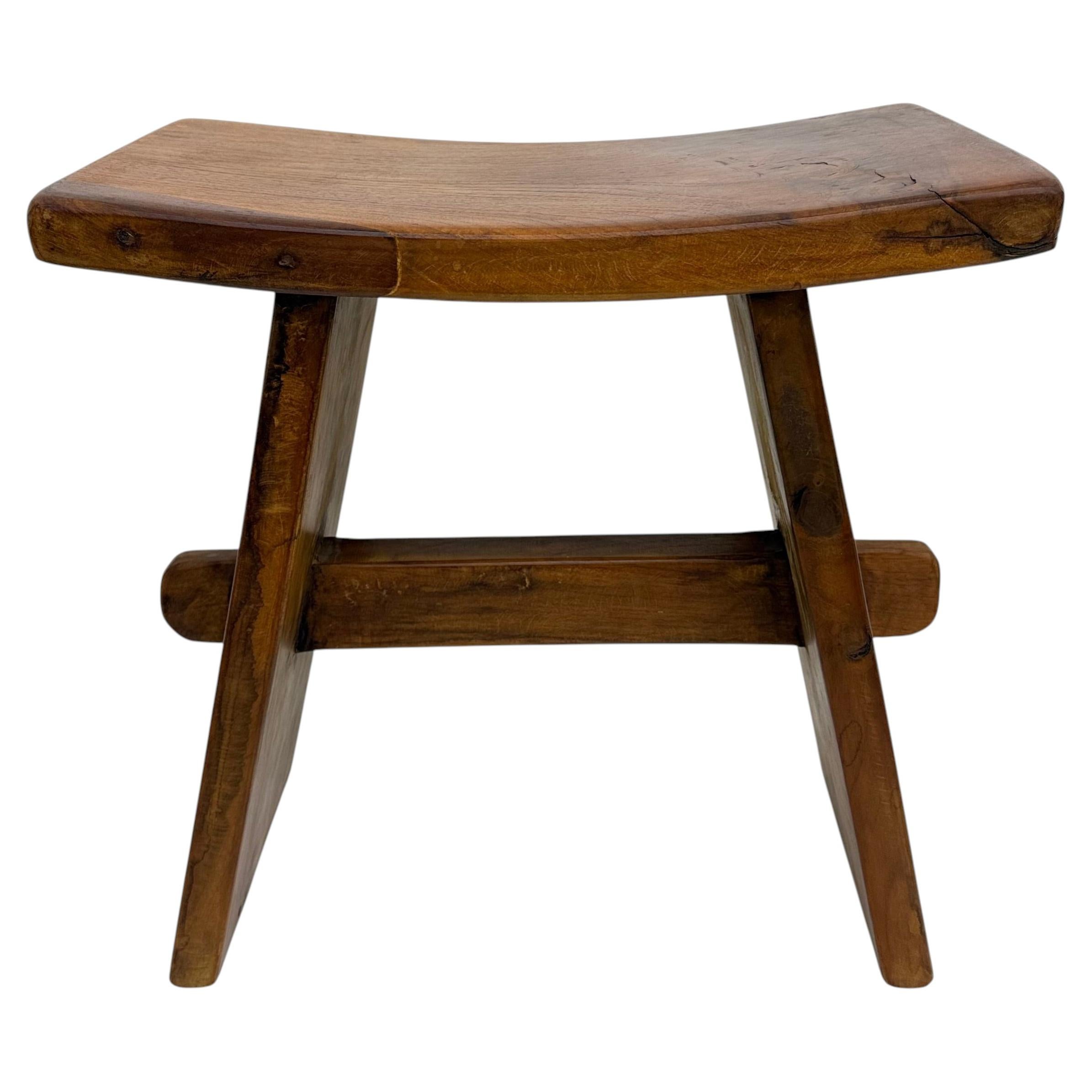 Solid Oak Stool with Tenon and Dowel Joinery , Europe late 20th Century