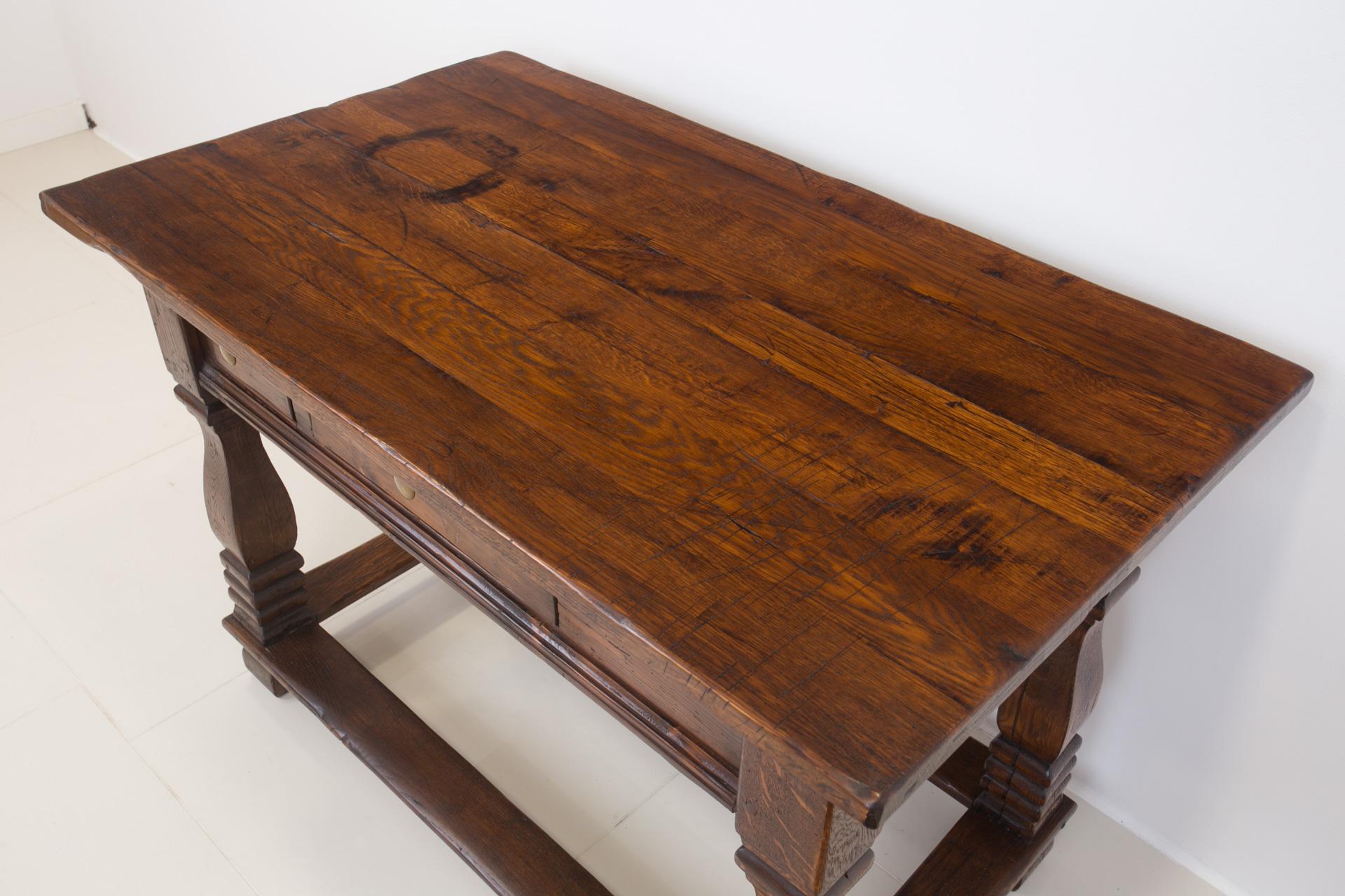 Solid Oak Table, 18th / 19th Century, Rustic Style, Prep or Dining Table 7