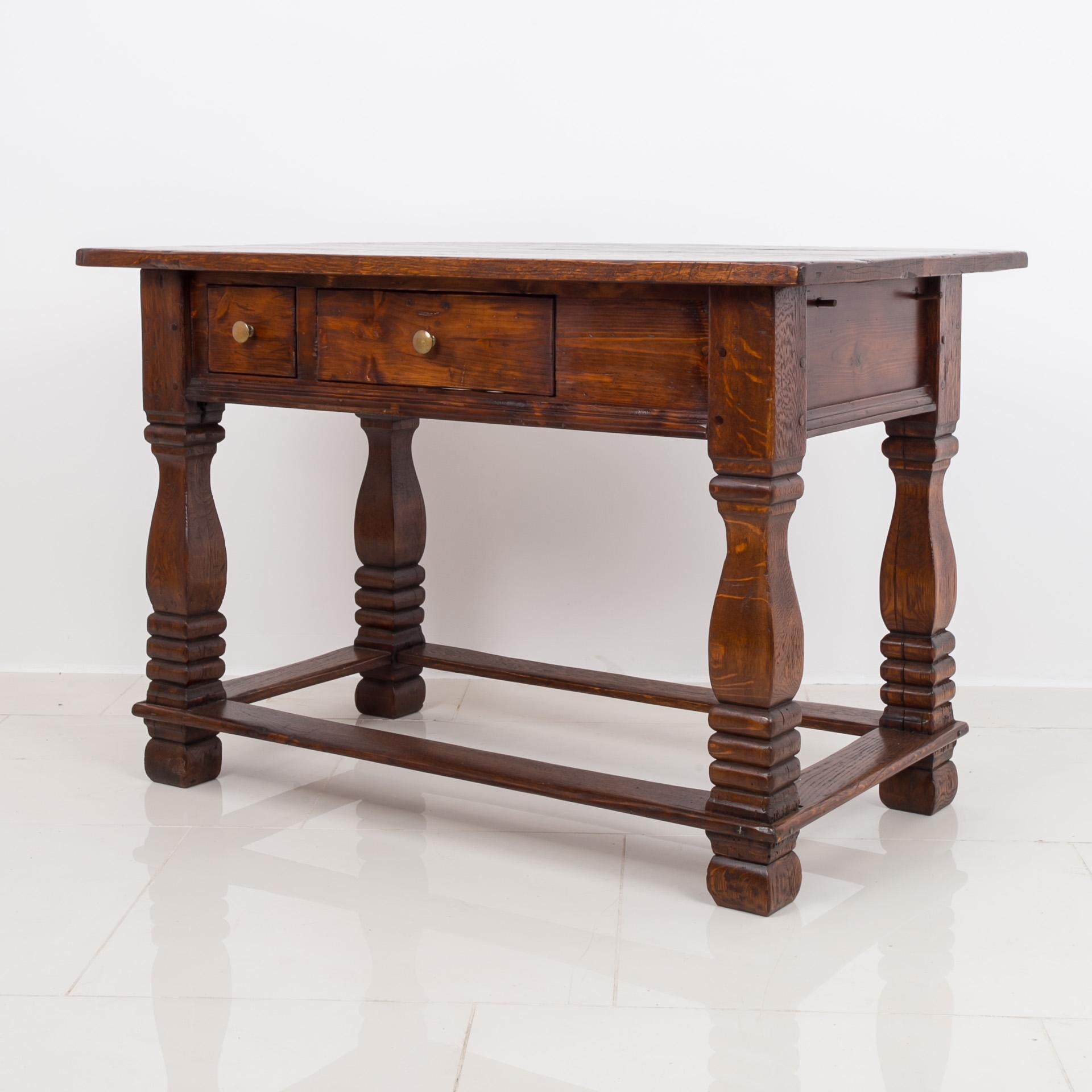 Solid Oak Table, 18th / 19th Century, Rustic Style, Prep or Dining Table In Good Condition In Wrocław, Poland