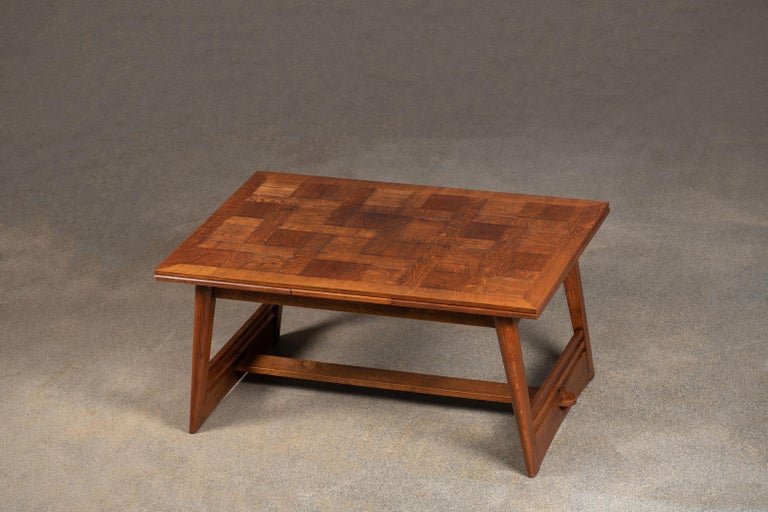 Solid Oak Table, Art Deco, France, 1940s For Sale 11
