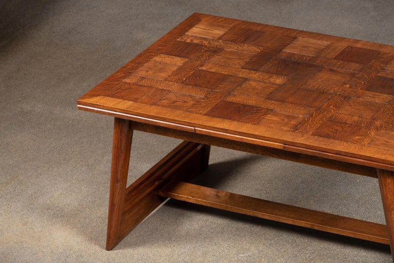 Solid Oak Table, Art Deco, France, 1940s For Sale 13
