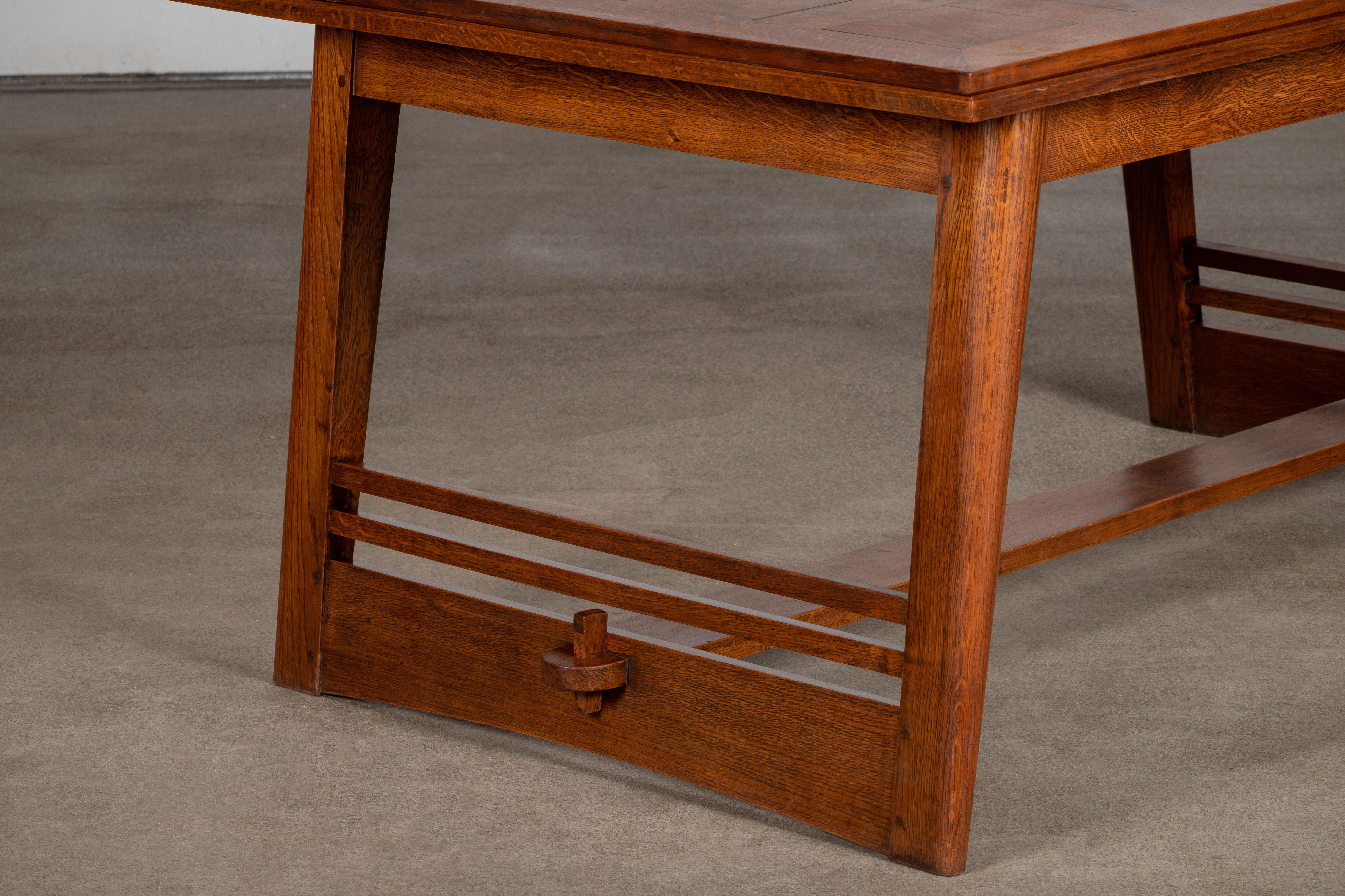 Solid Oak Table, Art Deco, France, 1940s In Good Condition In Wiesbaden, DE