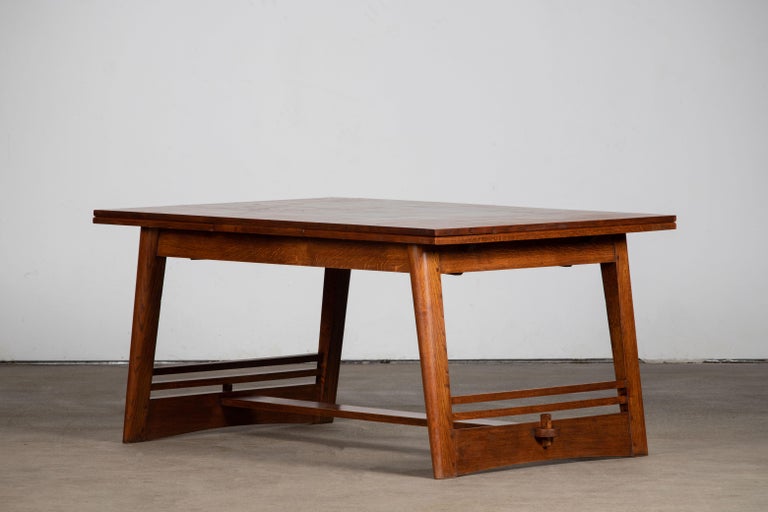 Mid-20th Century Solid Oak Table, Art Deco, France, 1940s For Sale