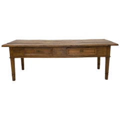 Used Solid Oak Table, circa 1850, Rustic Style, Prep or Dining Table