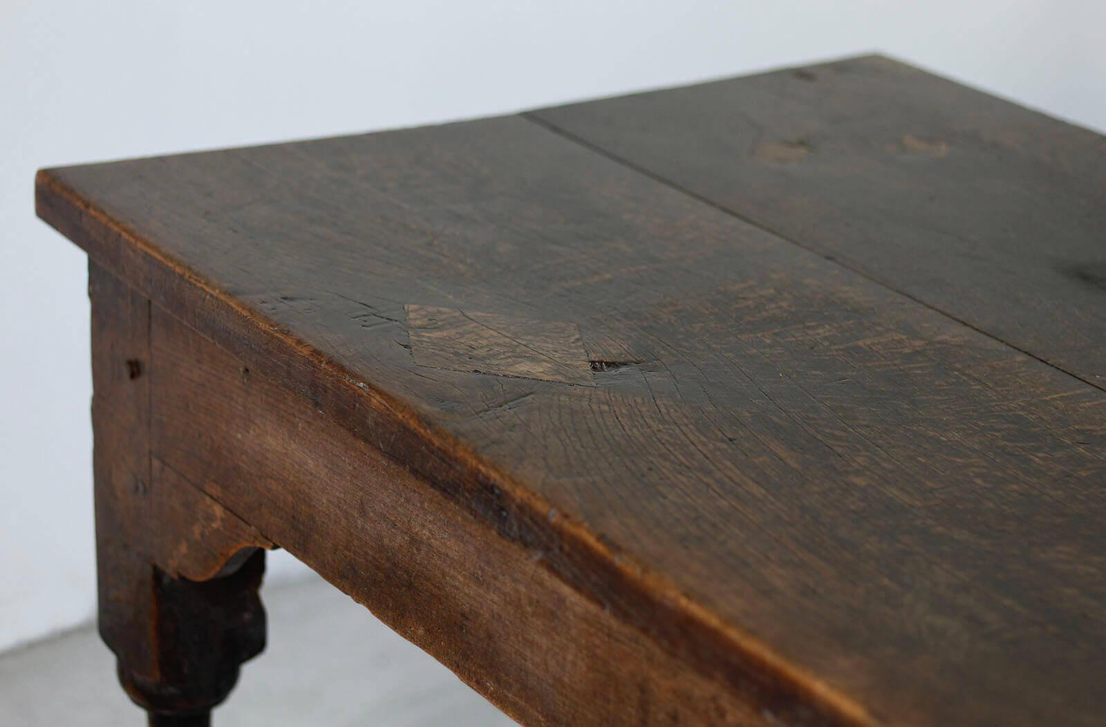 Solid Oak Table, circa 19th Century, Rustic Style, Prep or Dining Table For Sale 1